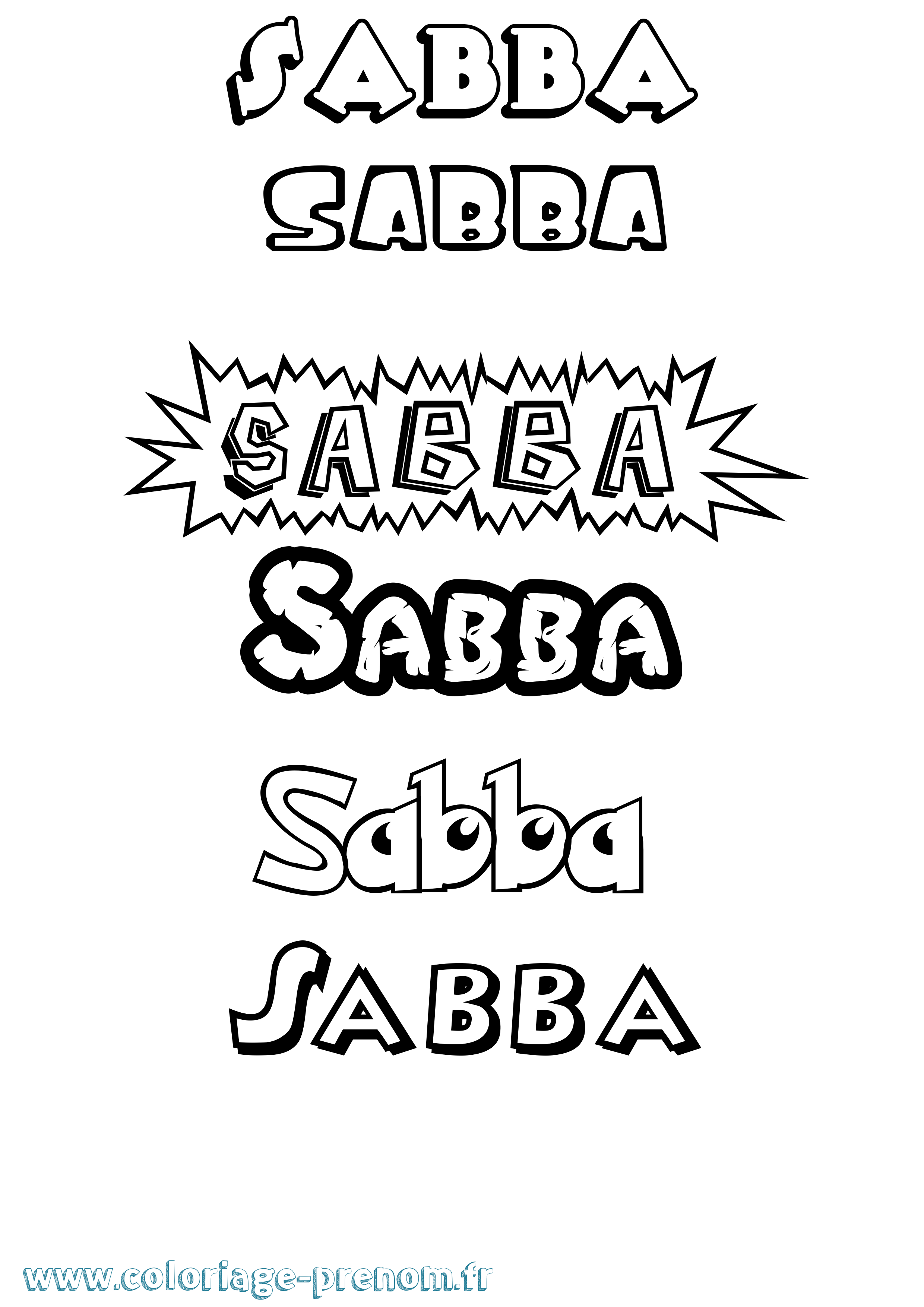 Coloriage prénom Sabba Dessin Animé