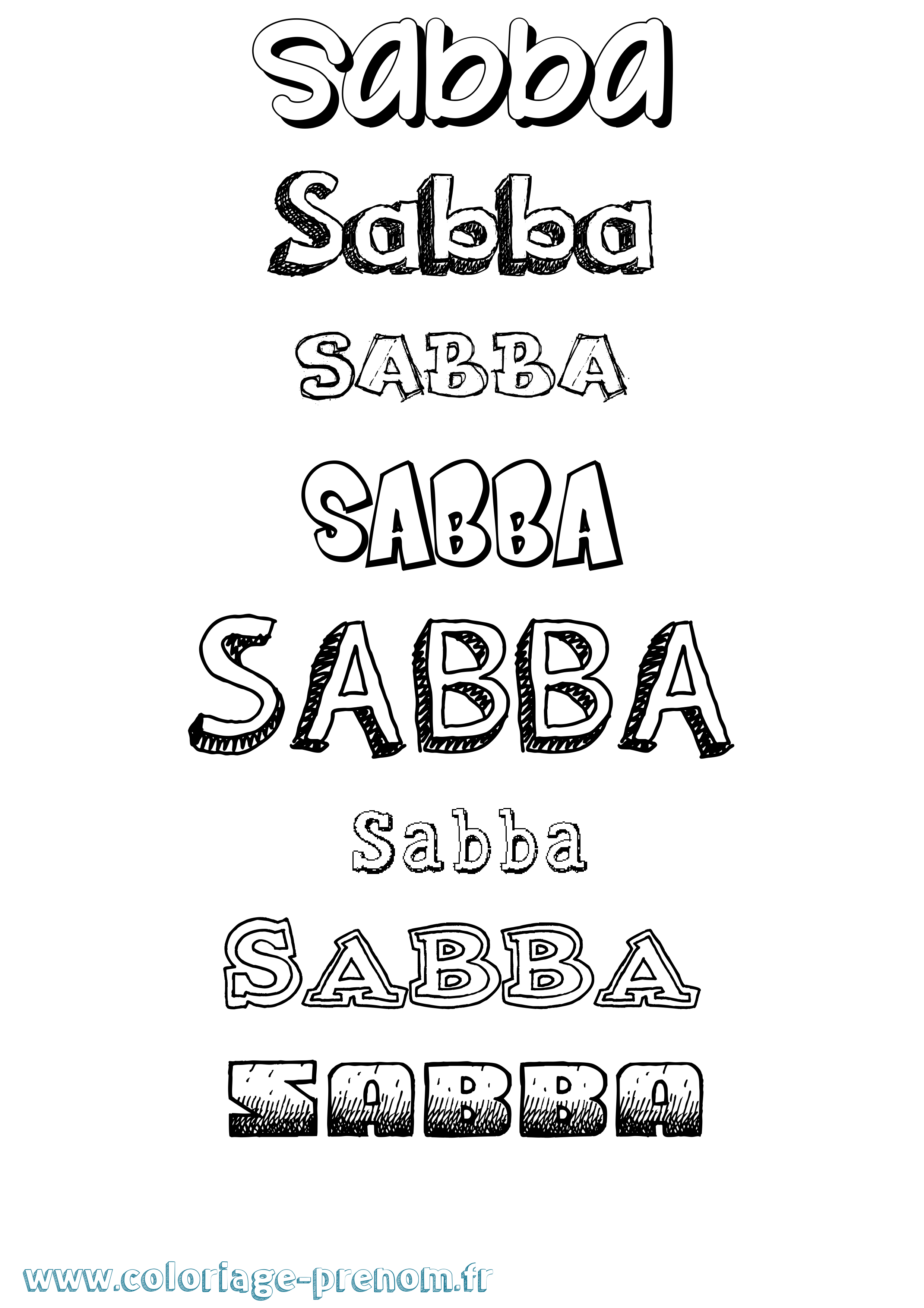 Coloriage prénom Sabba Dessiné