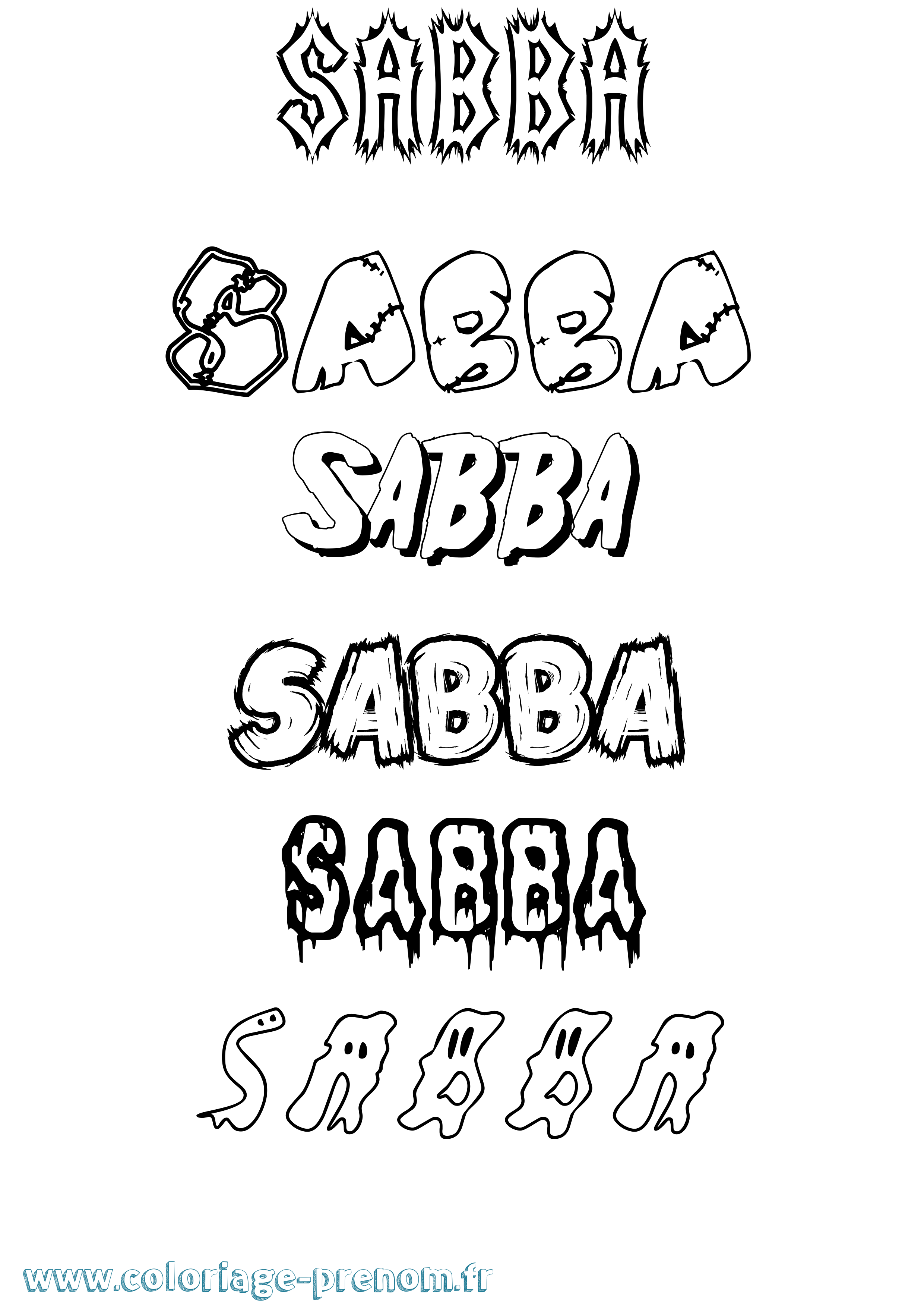 Coloriage prénom Sabba Frisson