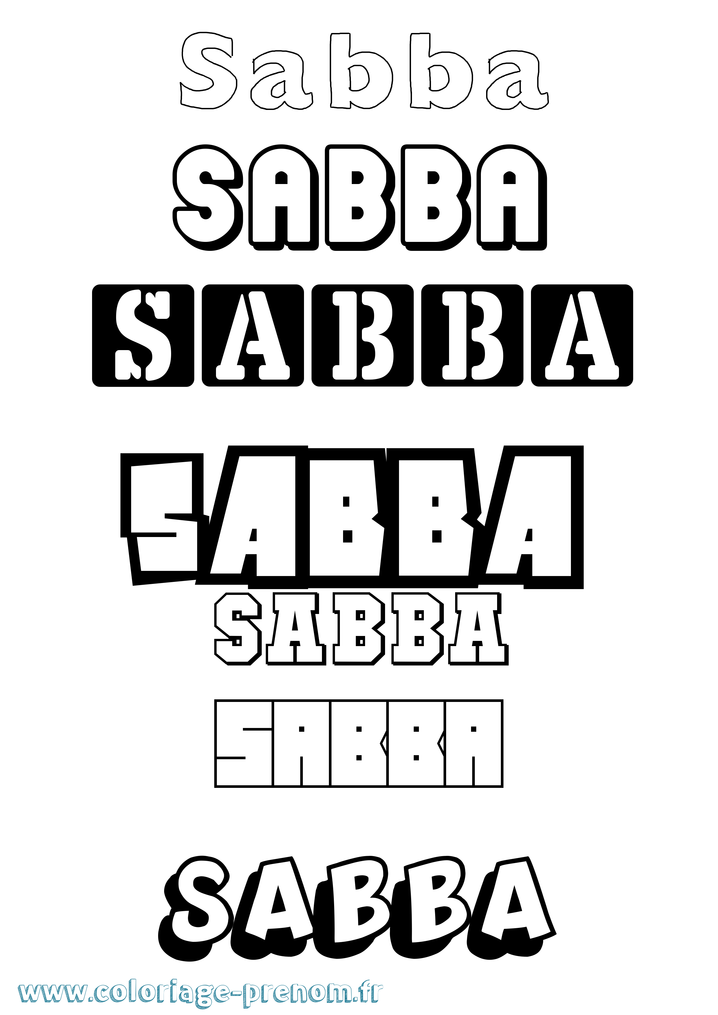 Coloriage prénom Sabba Simple