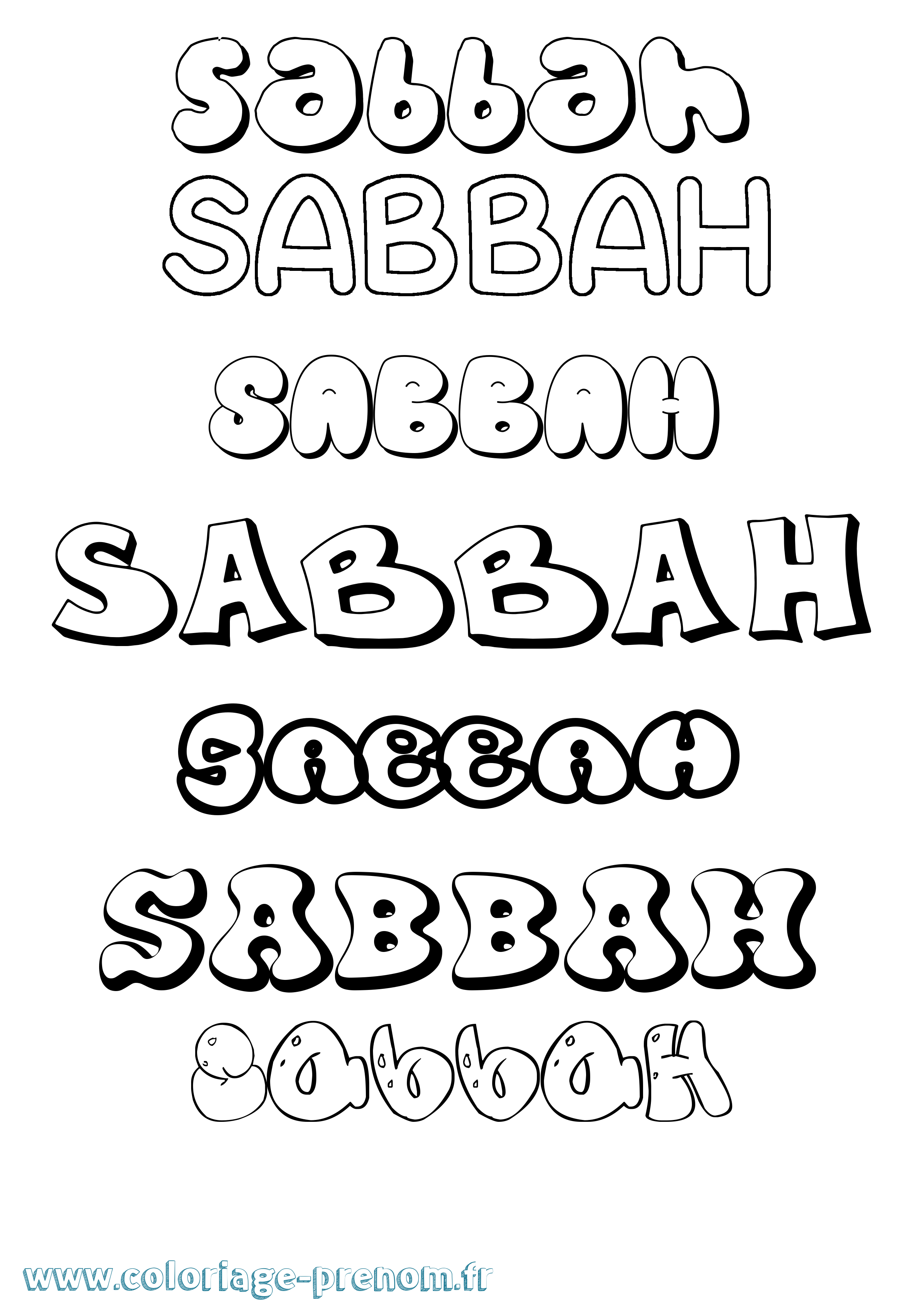 Coloriage Sabbah Bubble Coloriage prénom Sabbah Bubble
