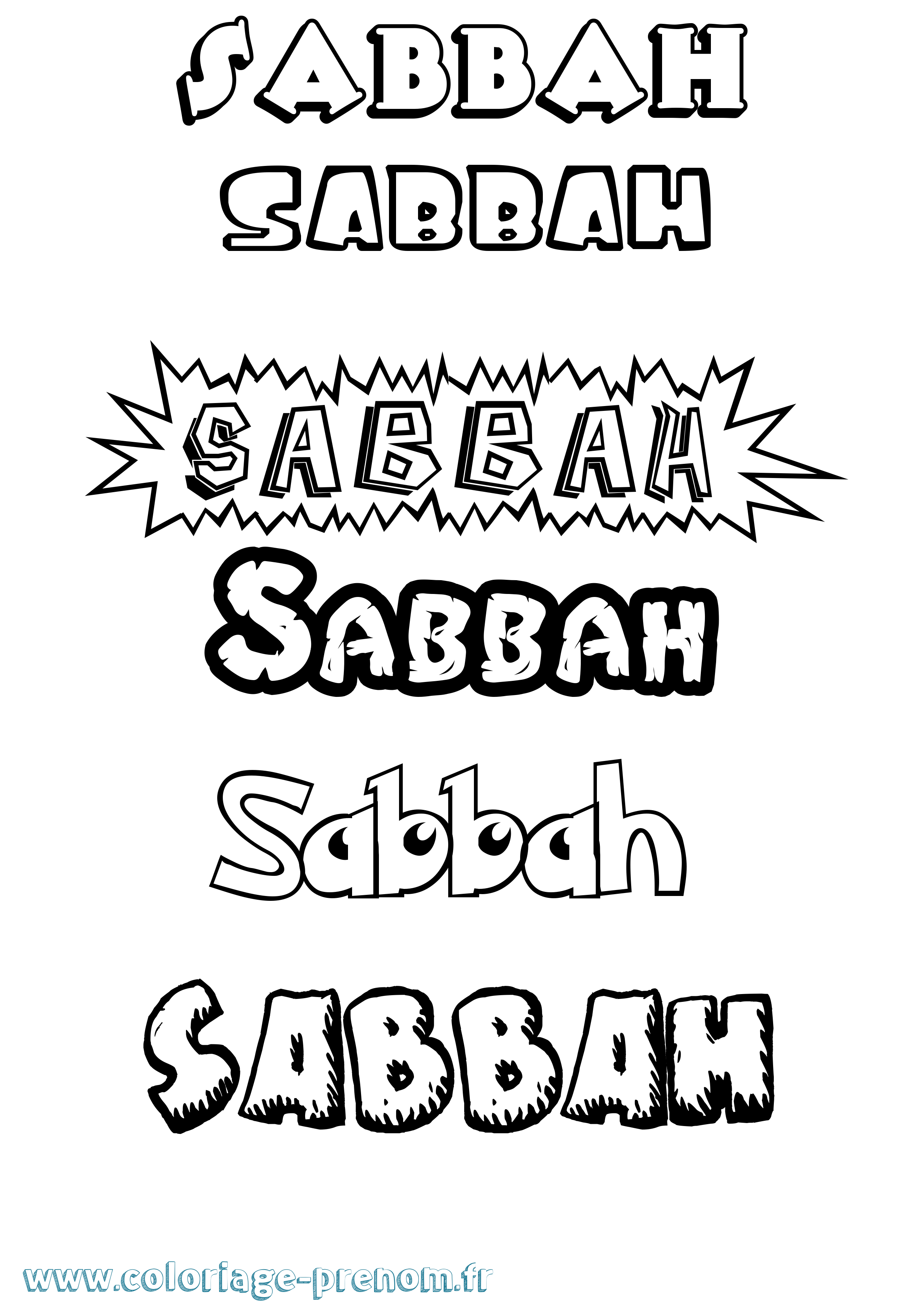 Coloriage Sabbah Dessin Animé Coloriage prénom Sabbah Dessin Animé