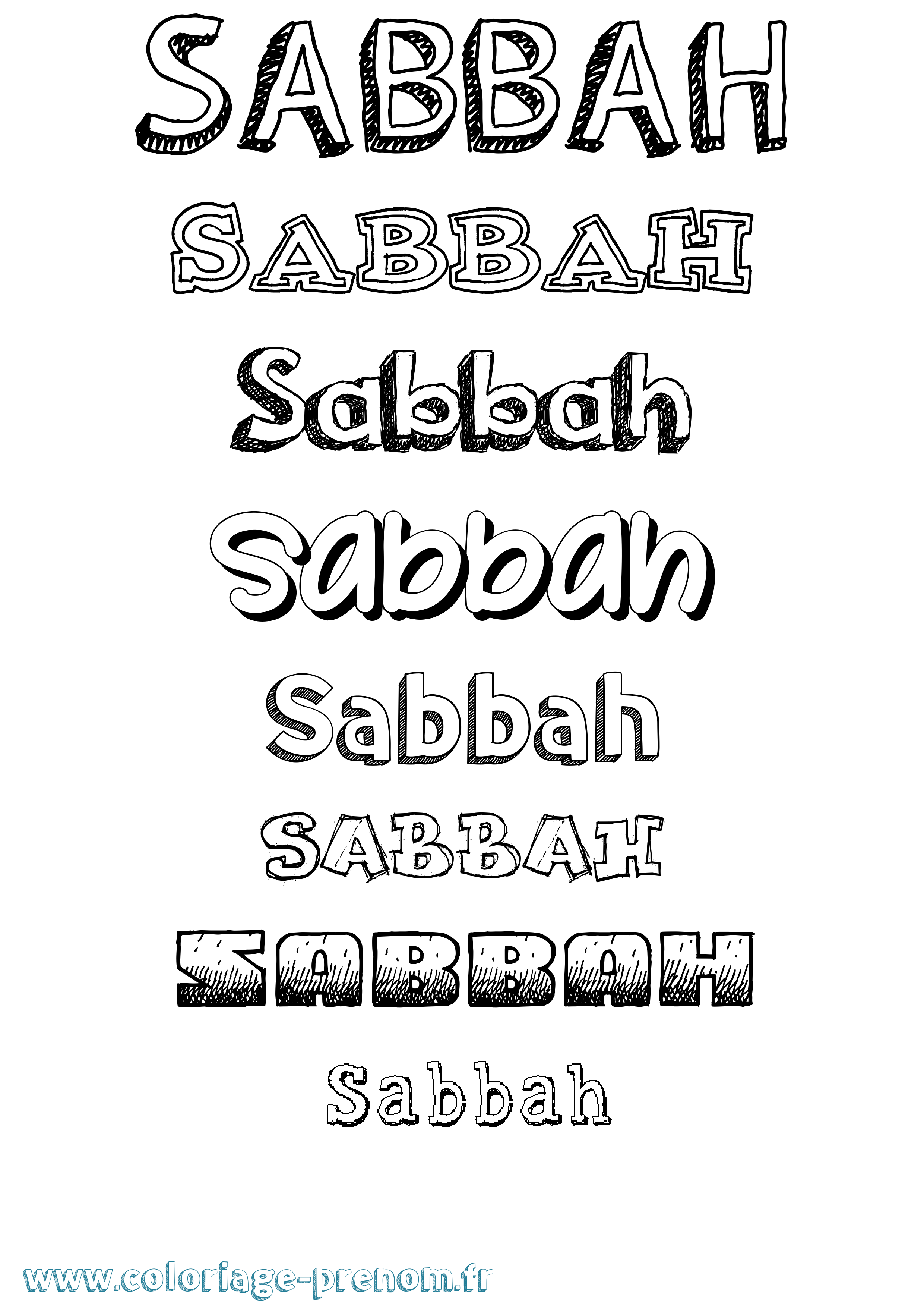 Coloriage Sabbah Dessiné Coloriage prénom Sabbah Dessiné