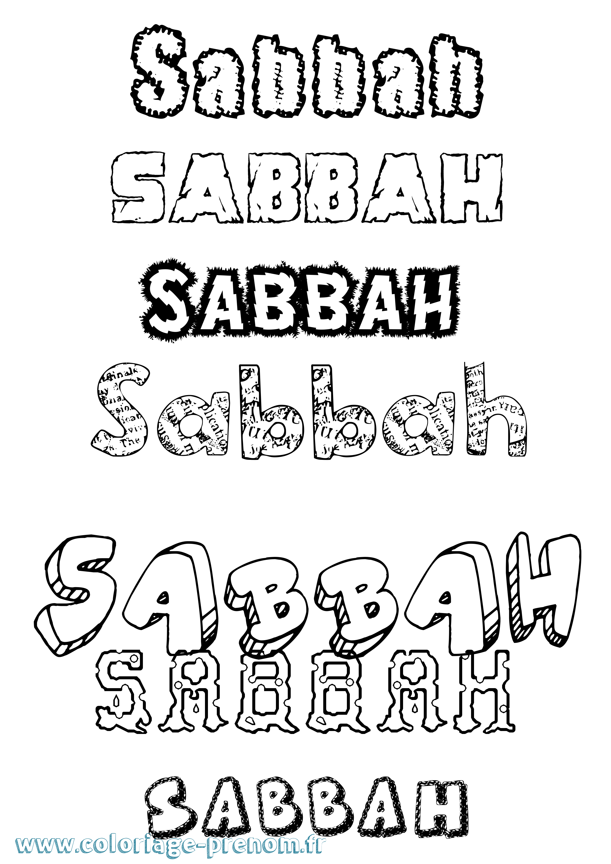 Coloriage Sabbah Destructuré Coloriage prénom Sabbah Destructuré