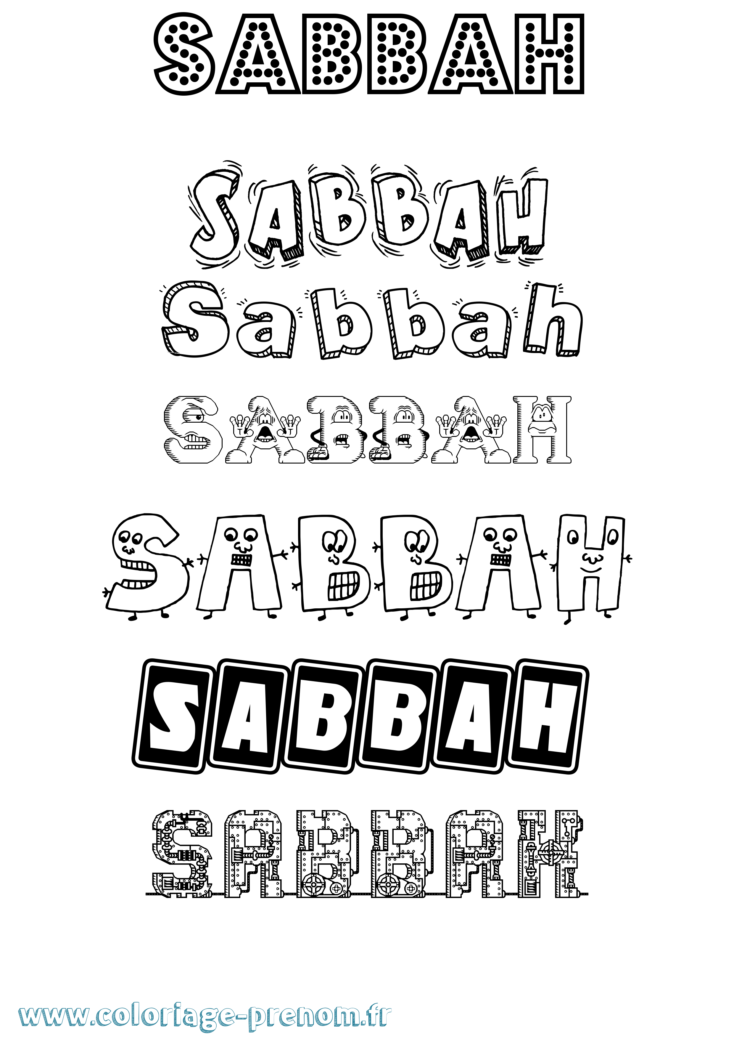 Coloriage Sabbah Fun Coloriage prénom Sabbah Fun