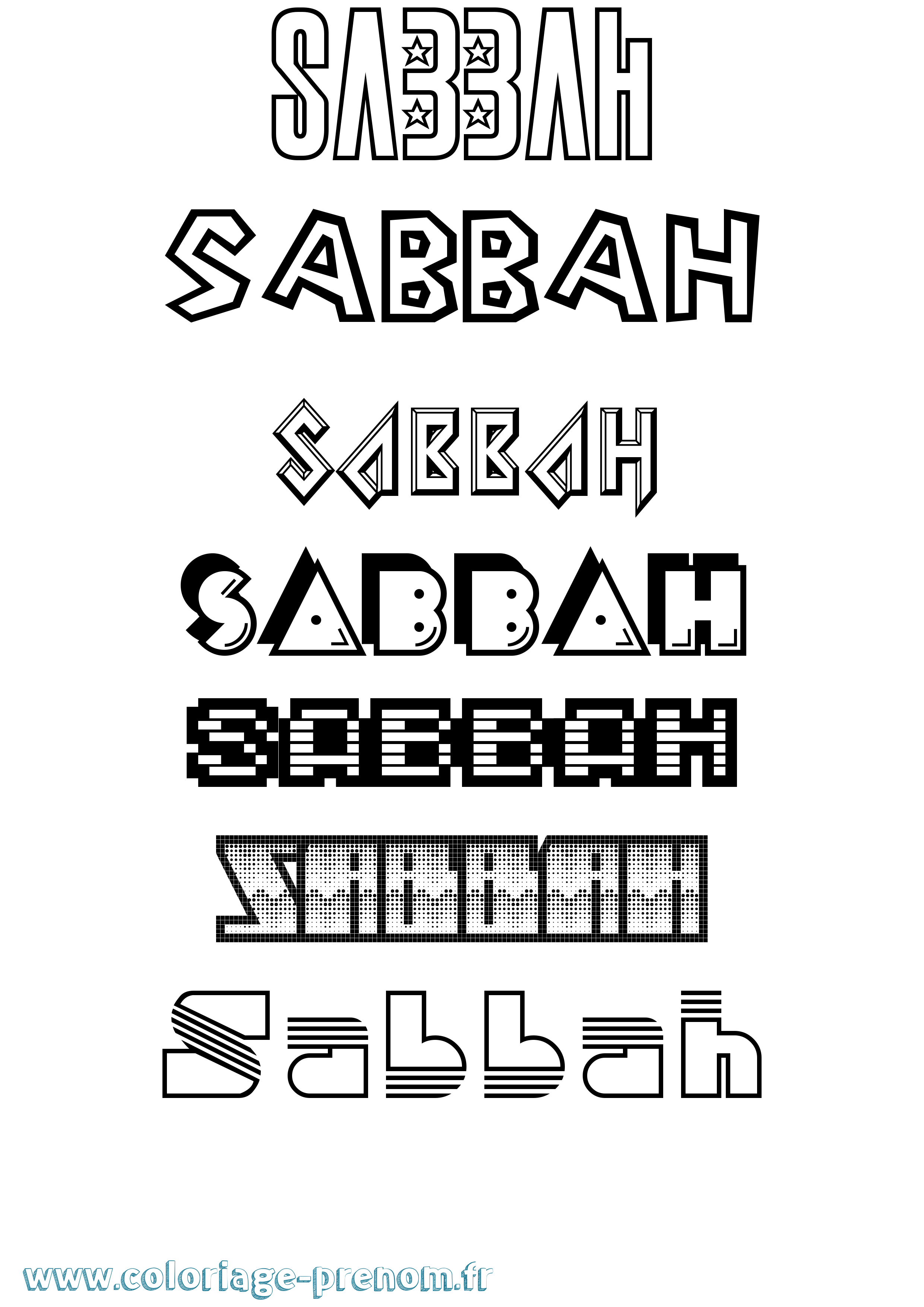 Coloriage Sabbah Jeux Vidéos Coloriage prénom Sabbah Jeux Vidéos