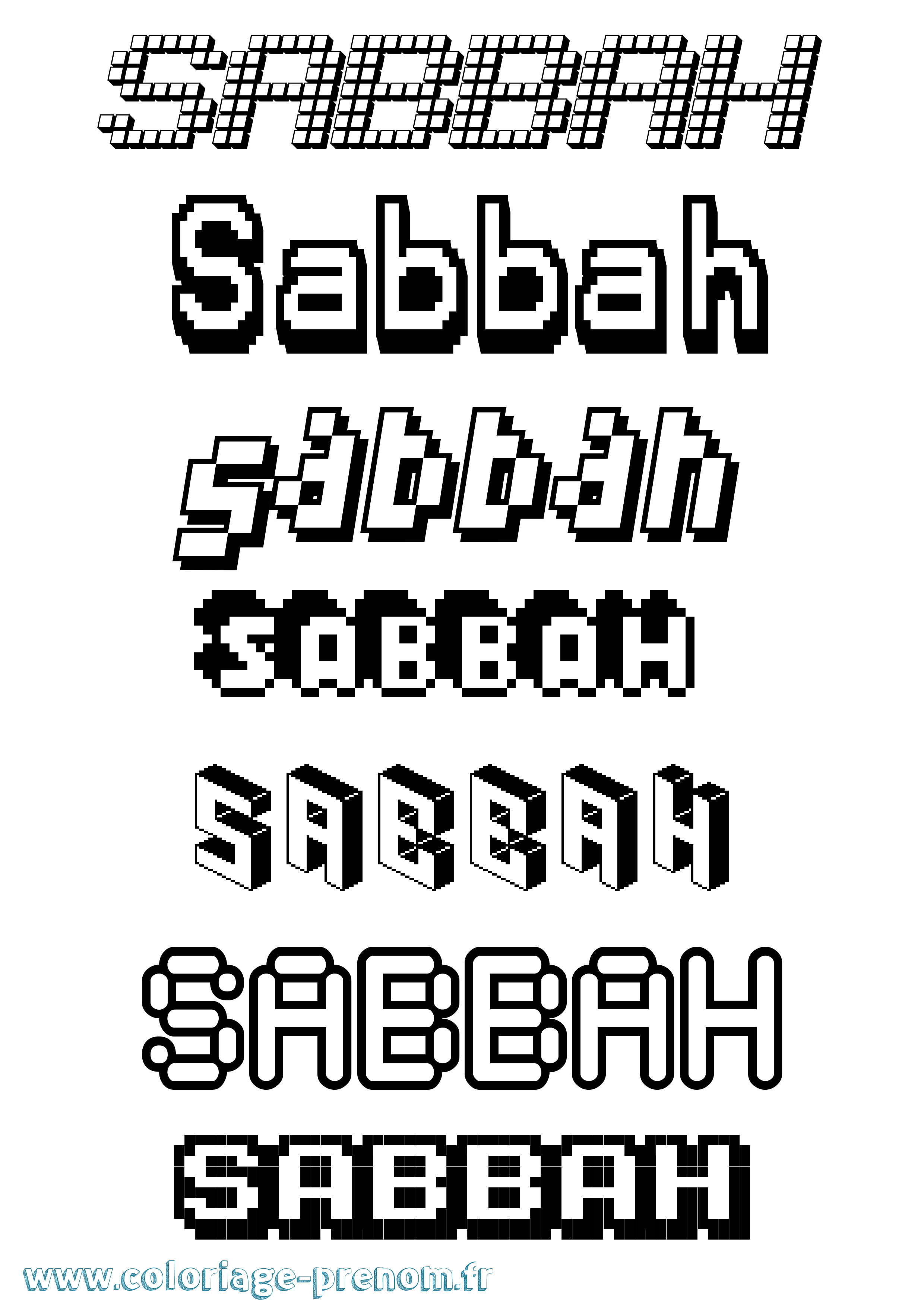 Coloriage Sabbah Pixel Coloriage prénom Sabbah Pixel