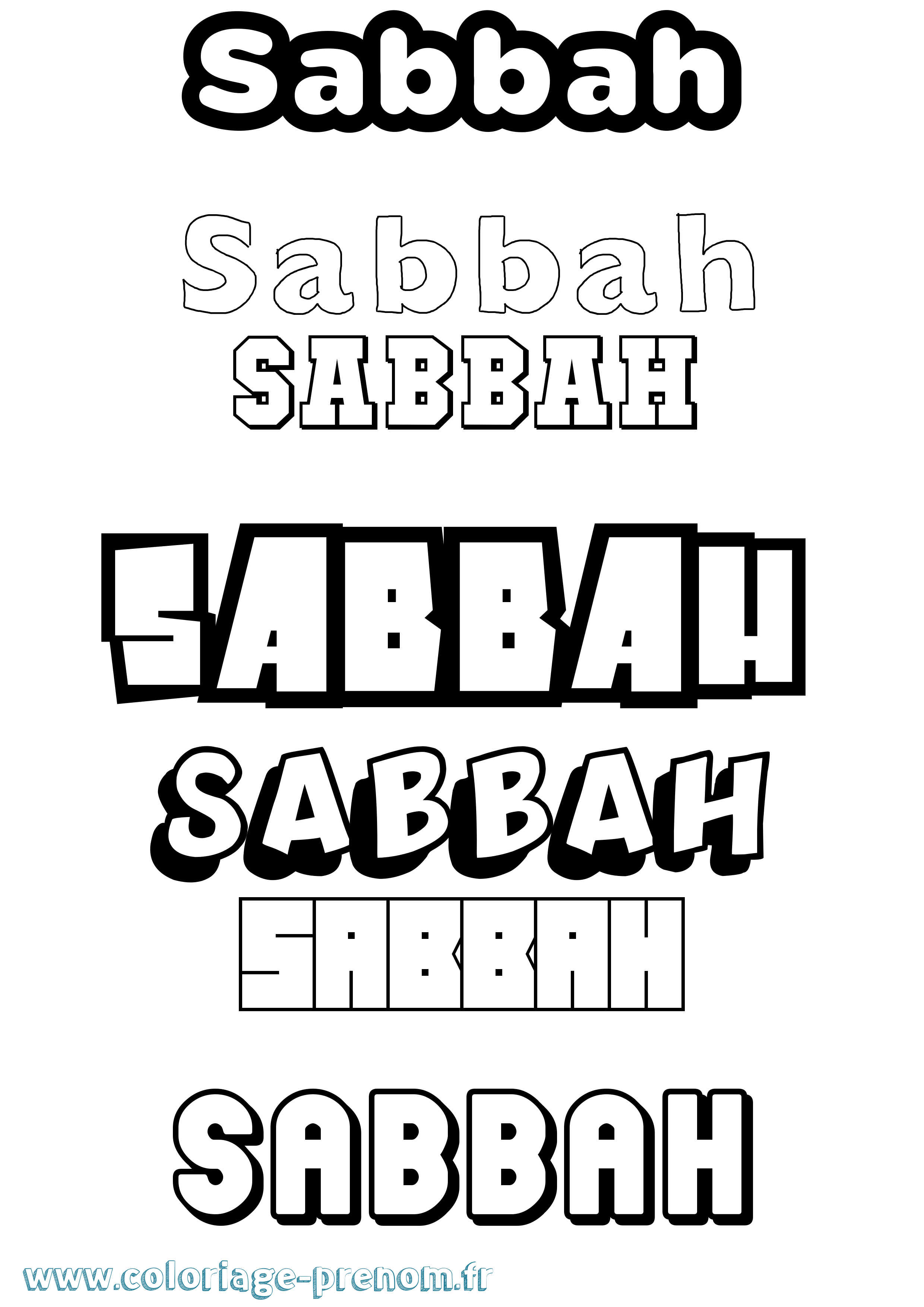 Coloriage Sabbah Simple Coloriage prénom Sabbah Simple