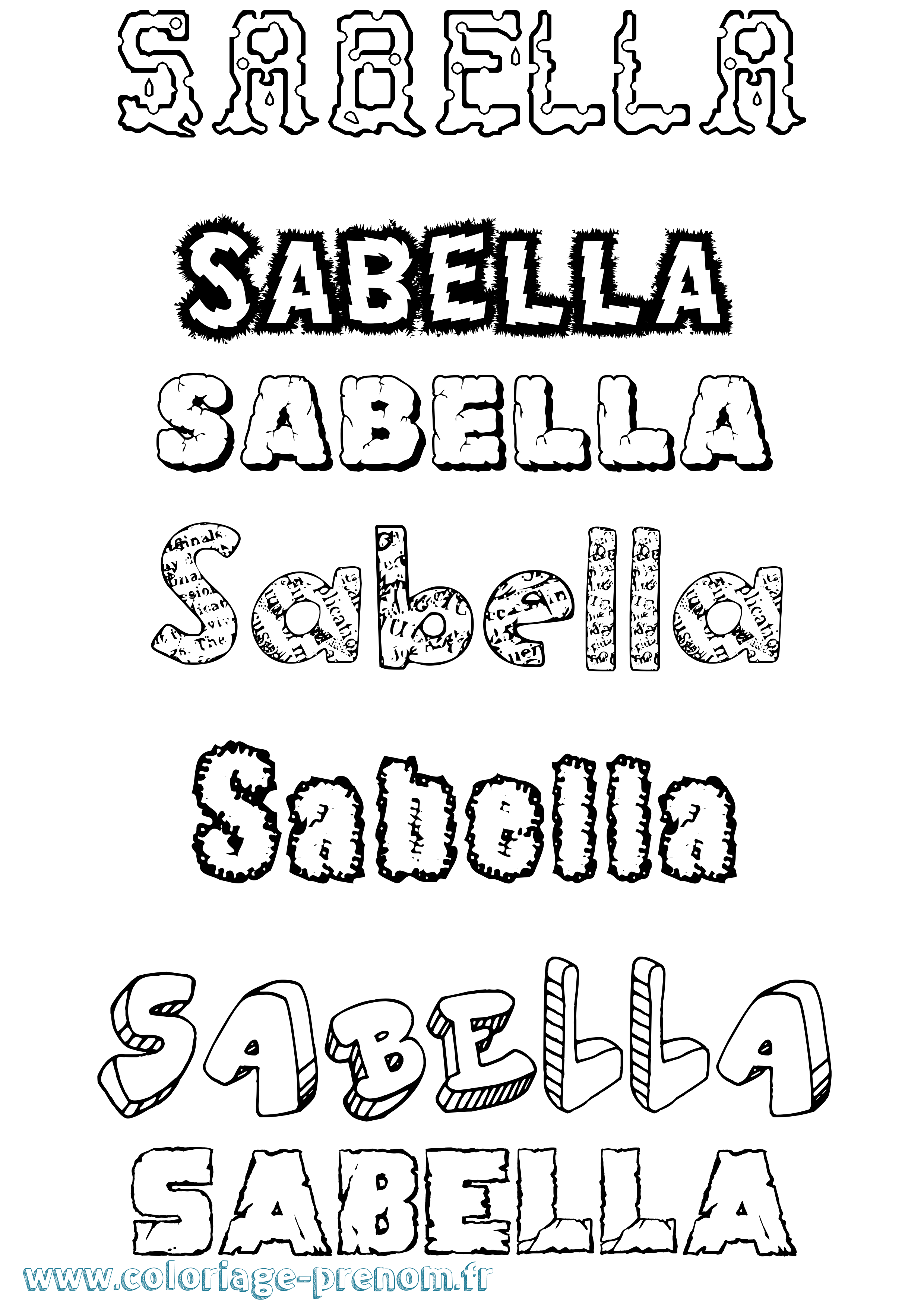 Coloriage prénom Sabella Destructuré
