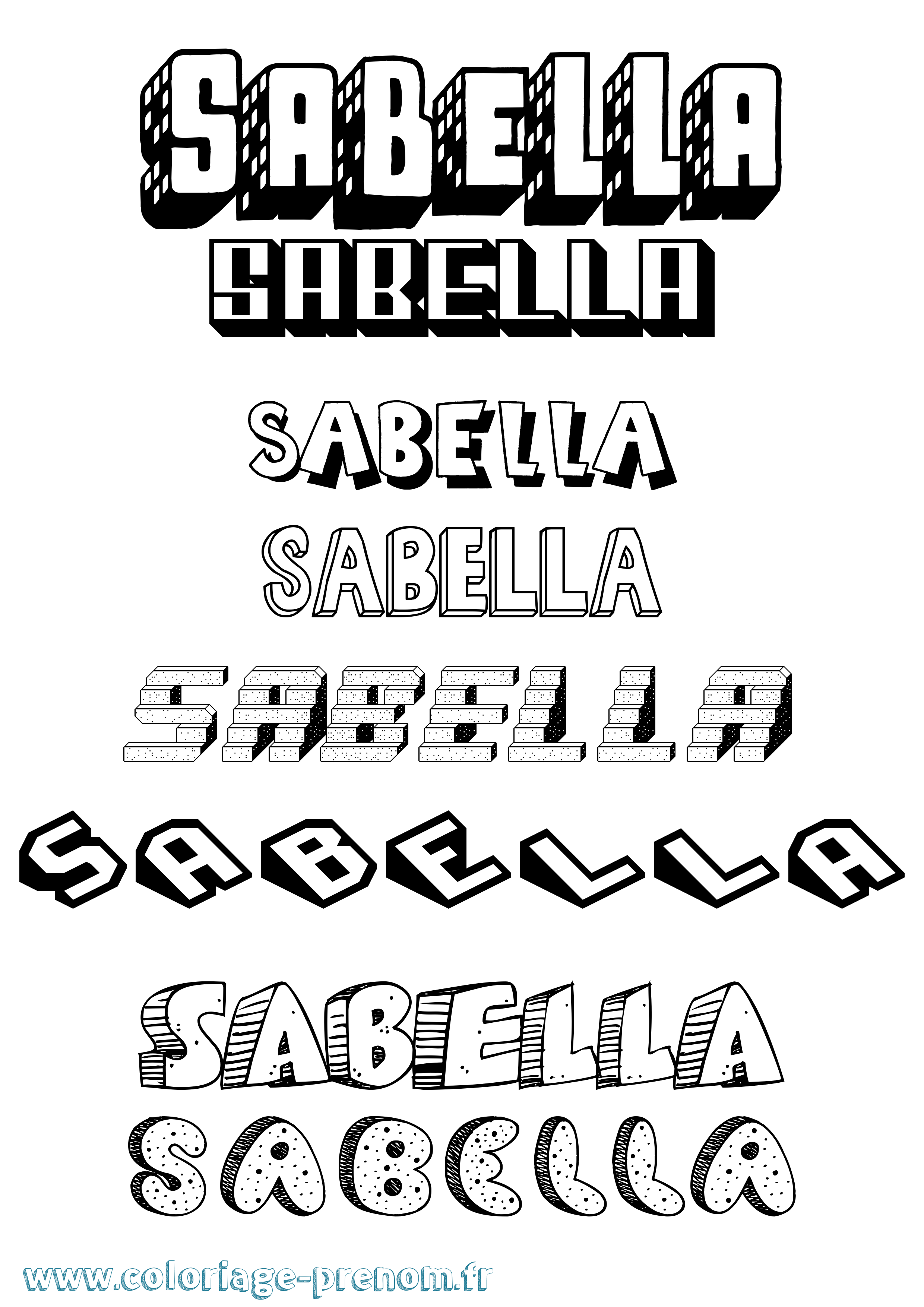 Coloriage prénom Sabella Effet 3D