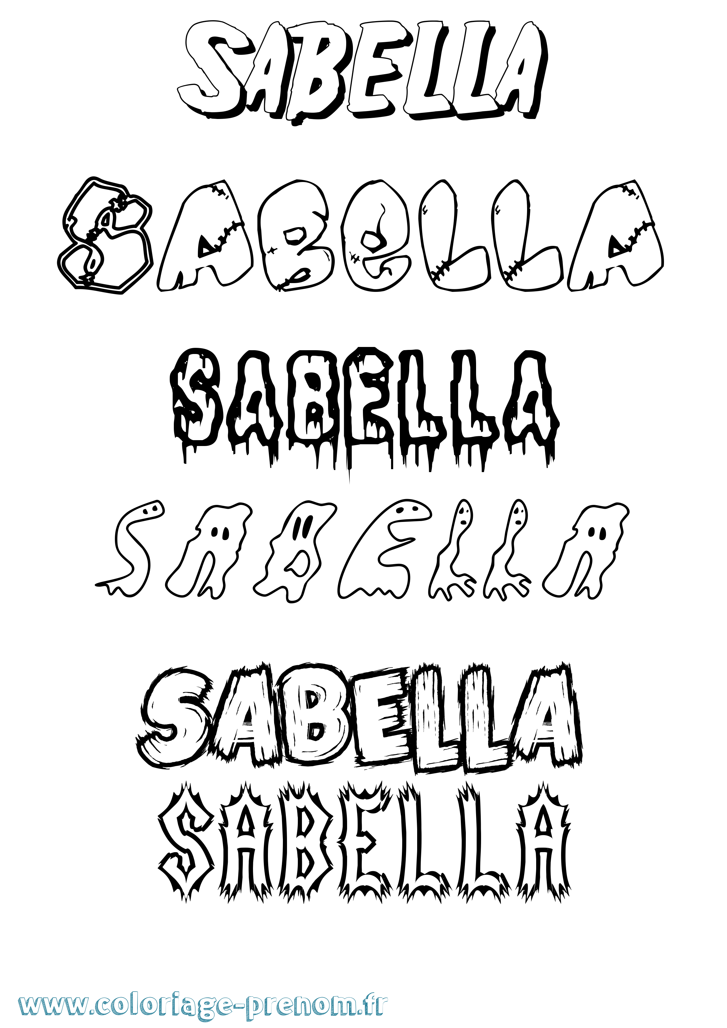Coloriage prénom Sabella Frisson