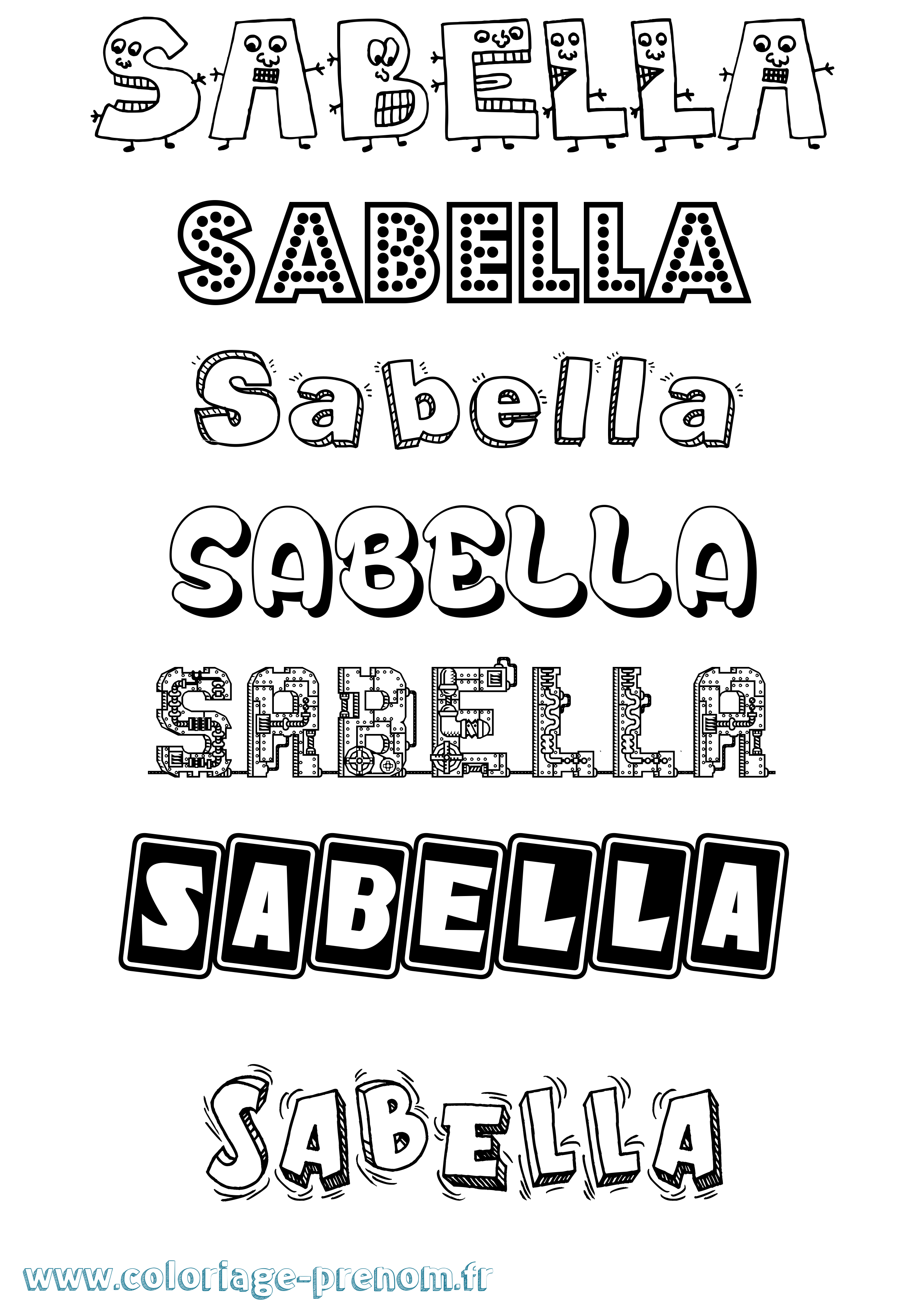 Coloriage prénom Sabella Fun