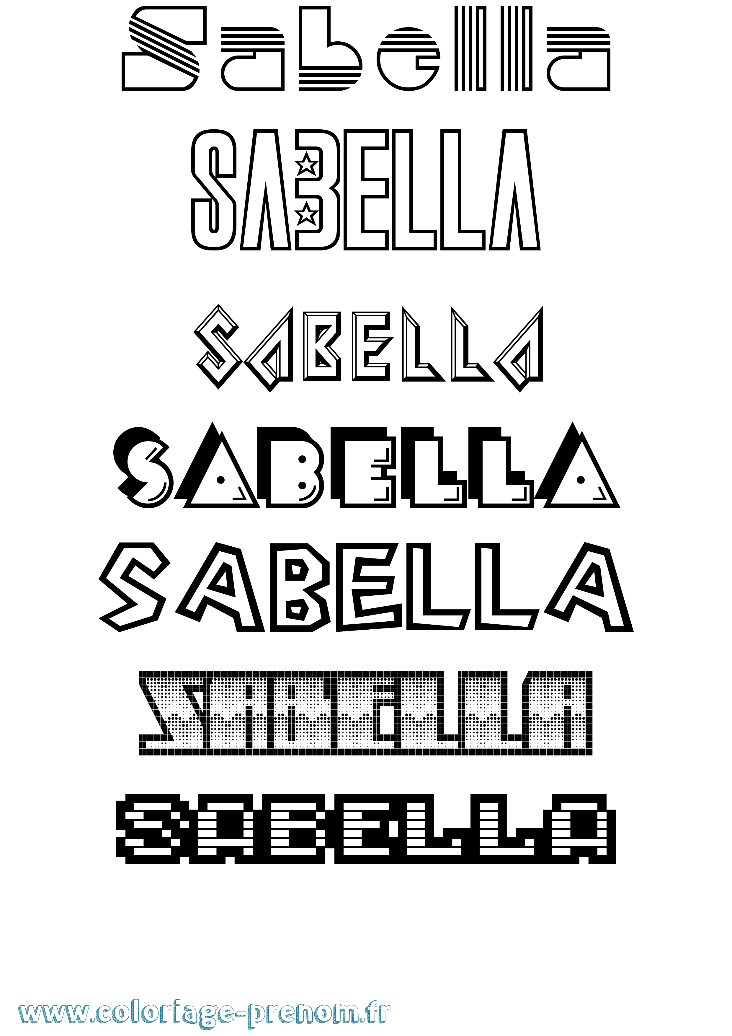 Coloriage prénom Sabella Jeux Vidéos