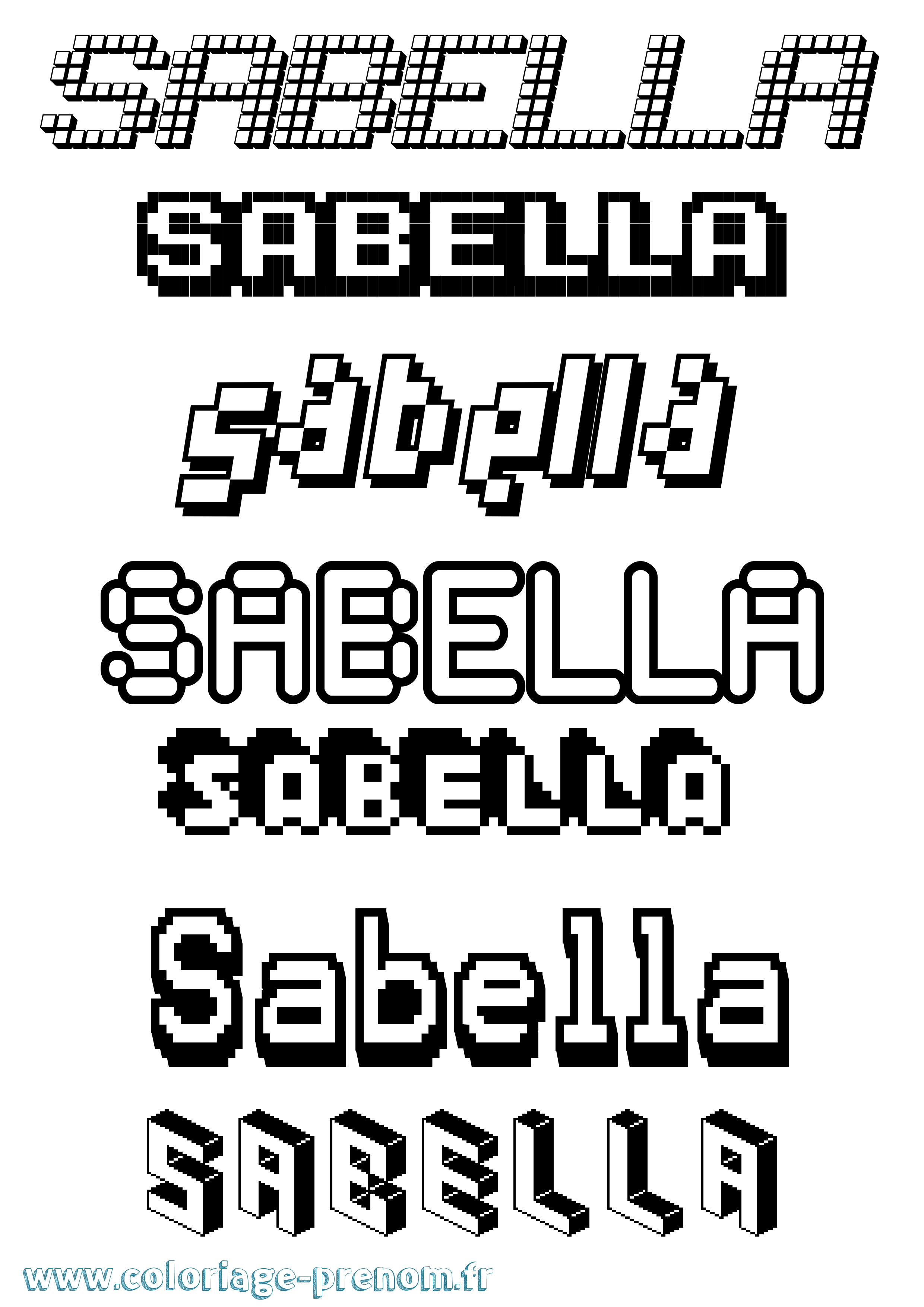 Coloriage prénom Sabella Pixel