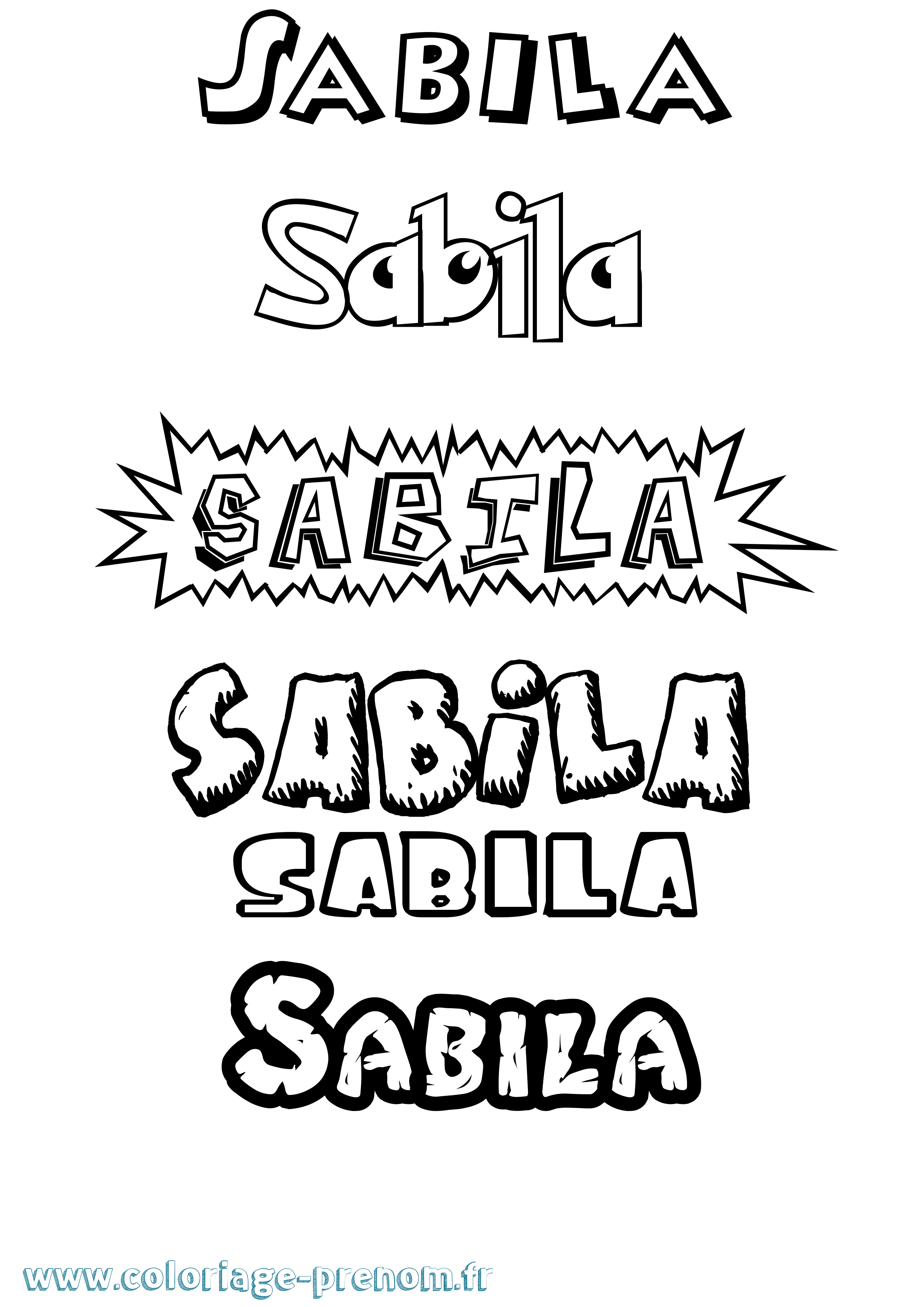 Coloriage prénom Sabila Dessin Animé