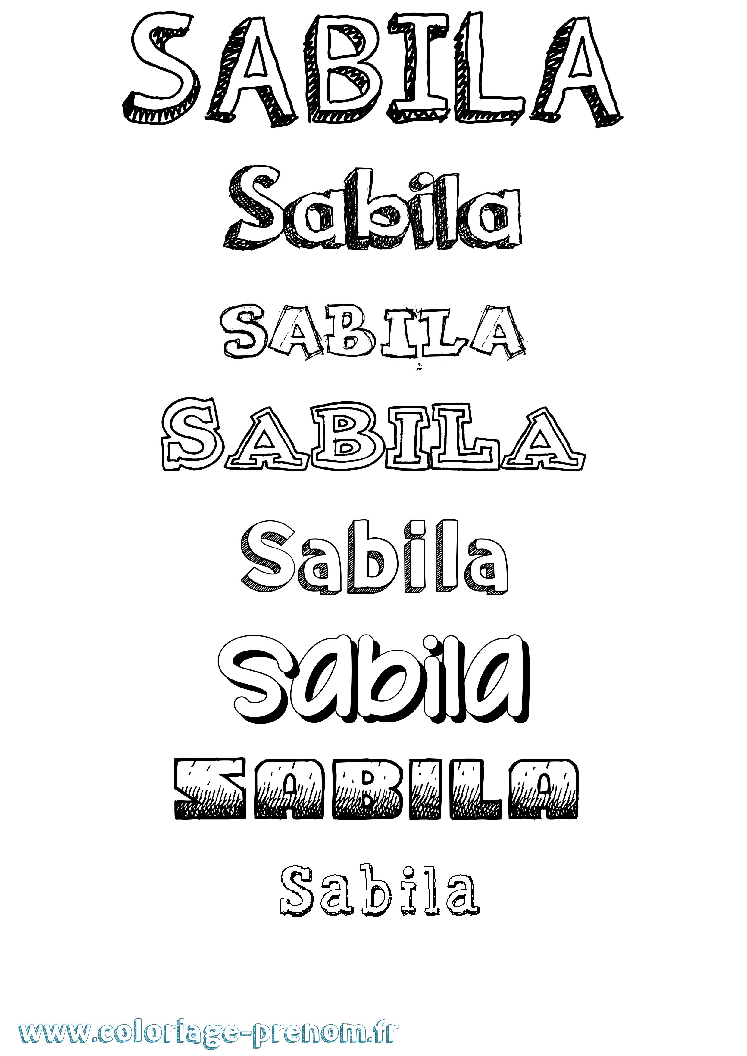 Coloriage prénom Sabila Dessiné