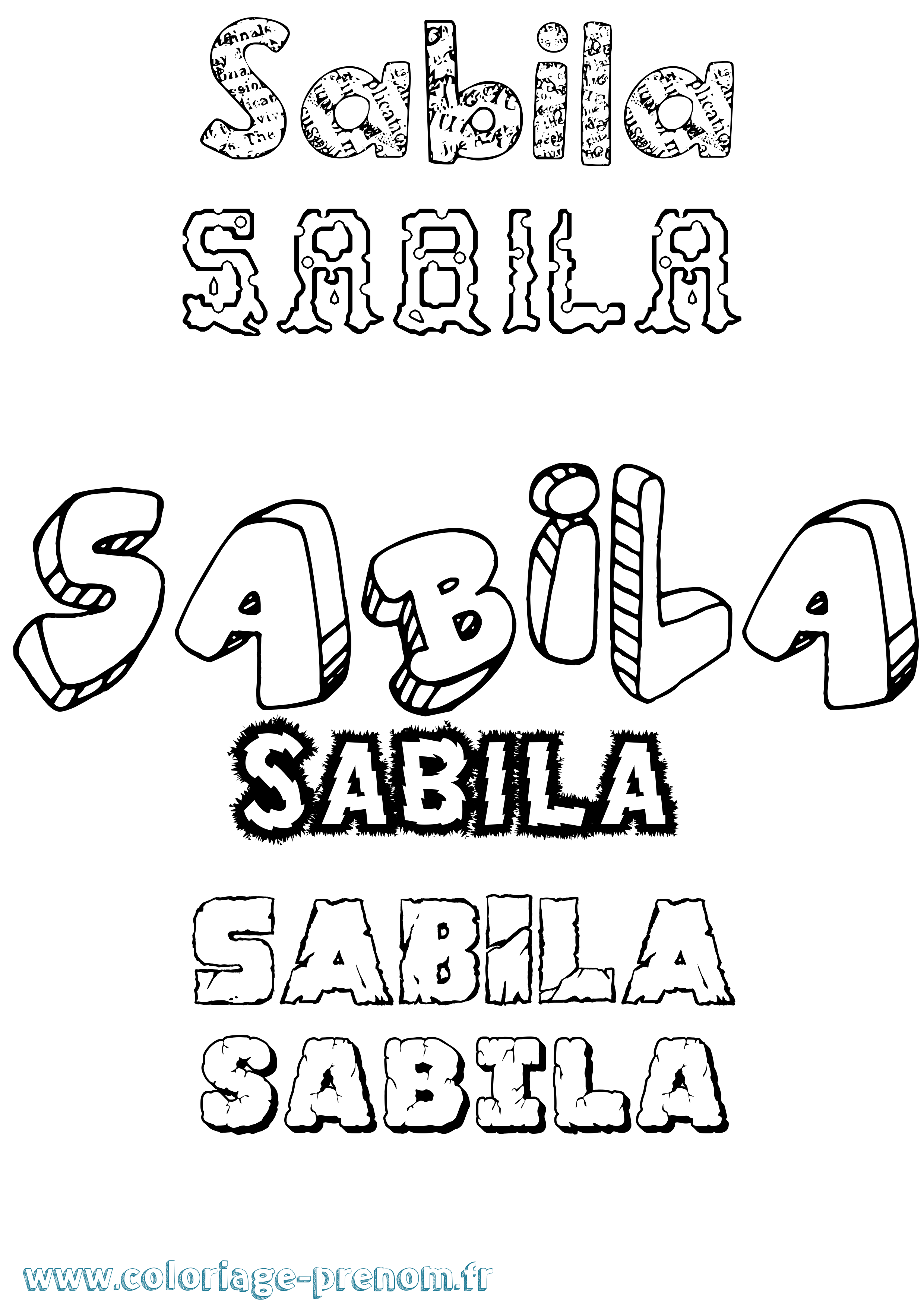 Coloriage prénom Sabila Destructuré
