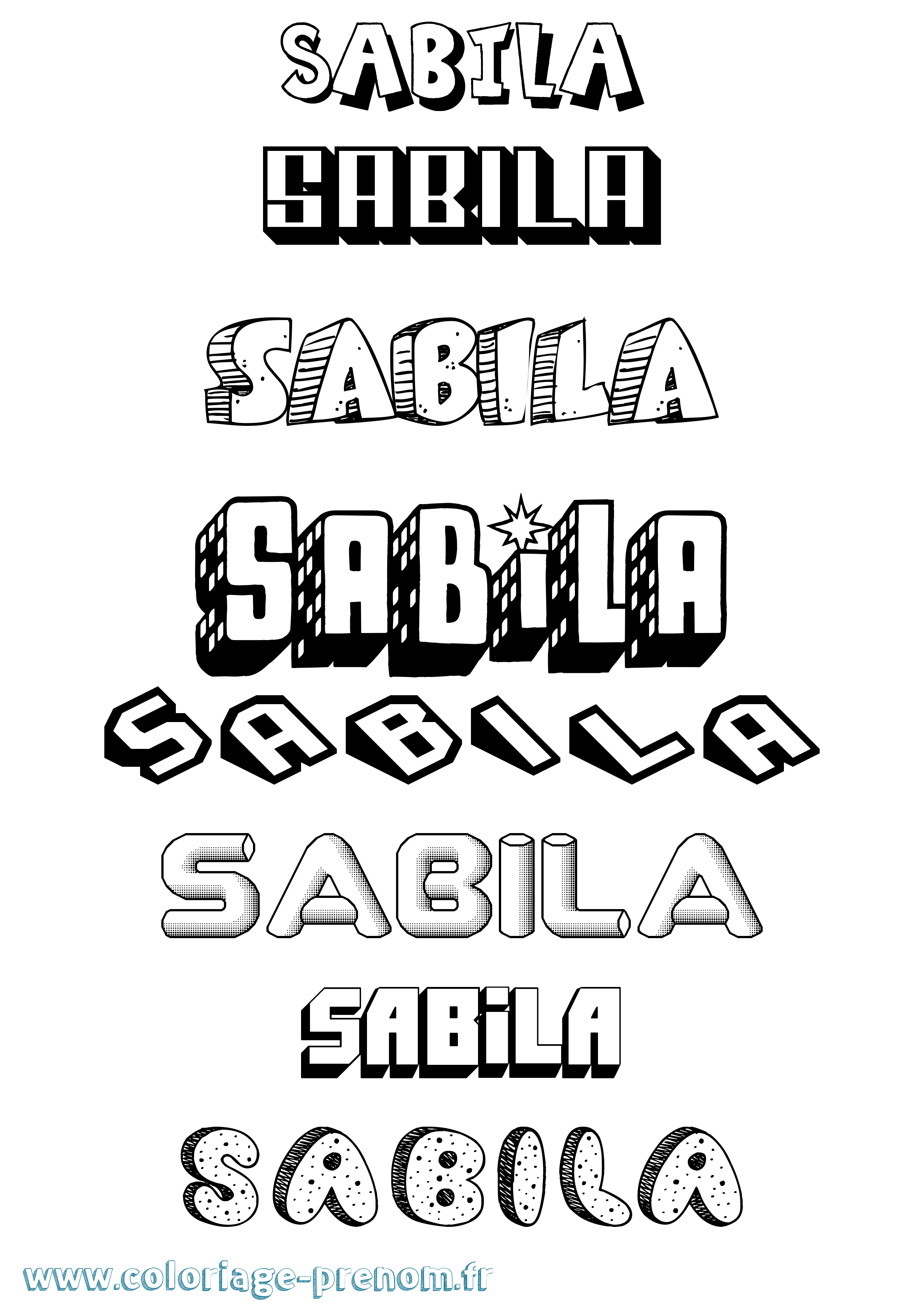 Coloriage prénom Sabila Effet 3D