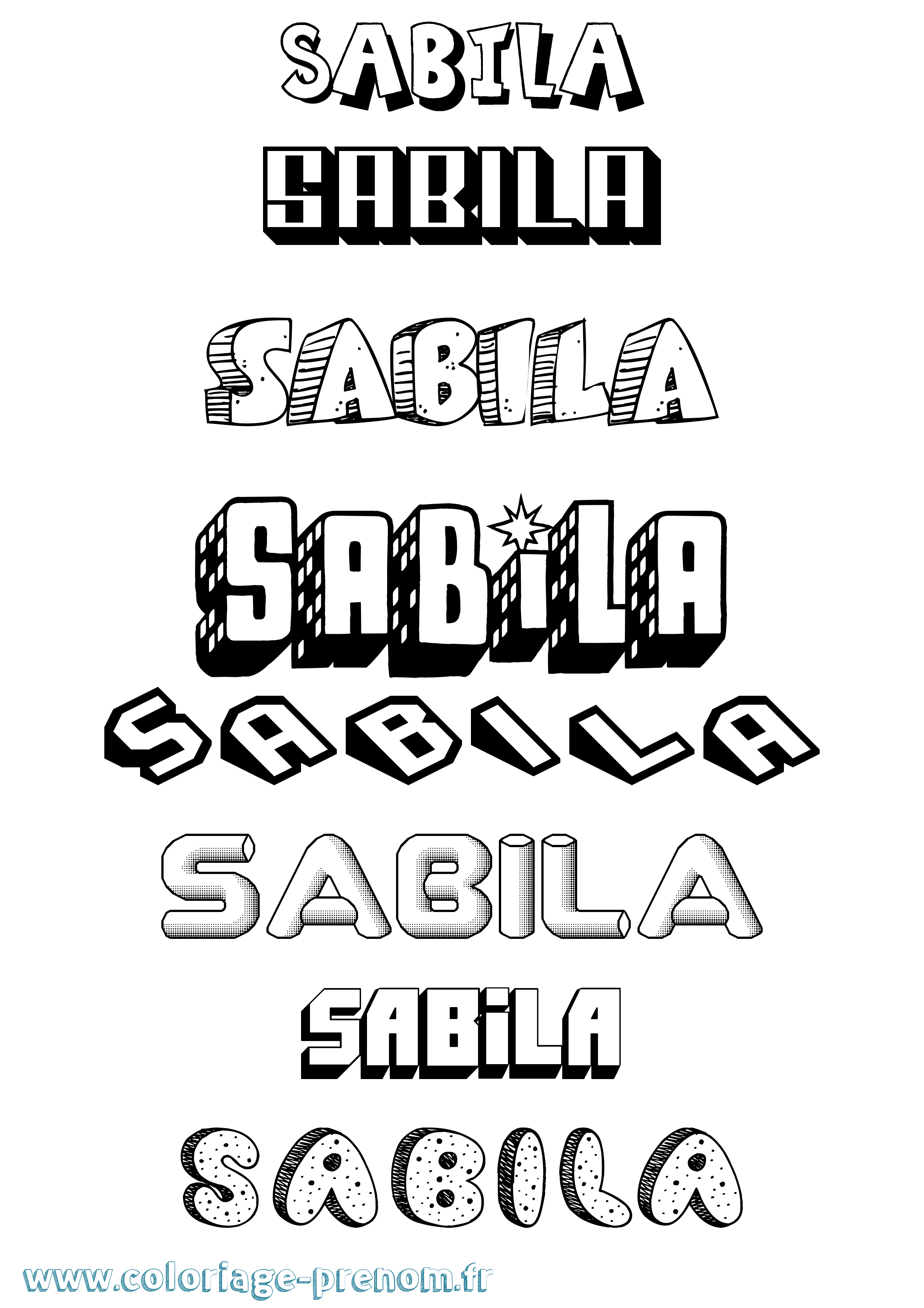 Coloriage Sabila Effet 3D Coloriage prénom Sabila Effet 3D
