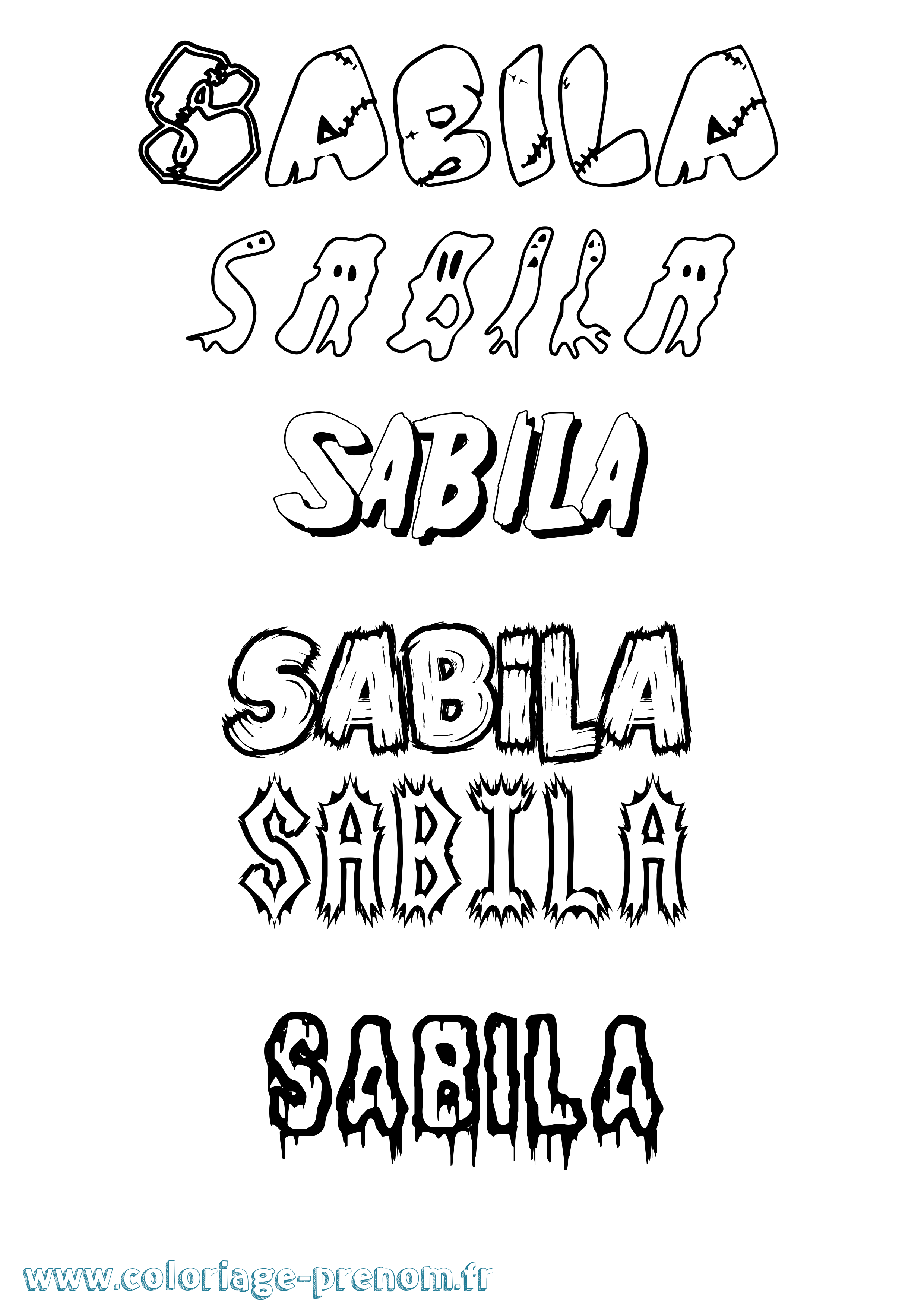 Coloriage prénom Sabila Frisson
