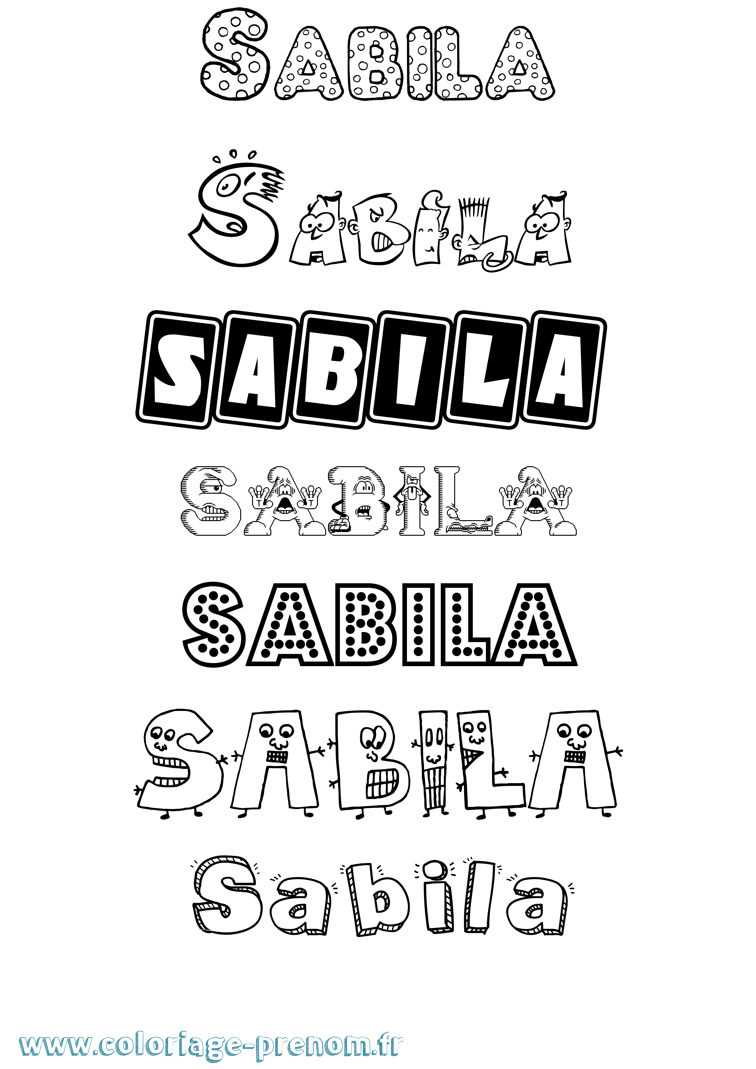 Coloriage prénom Sabila Fun
