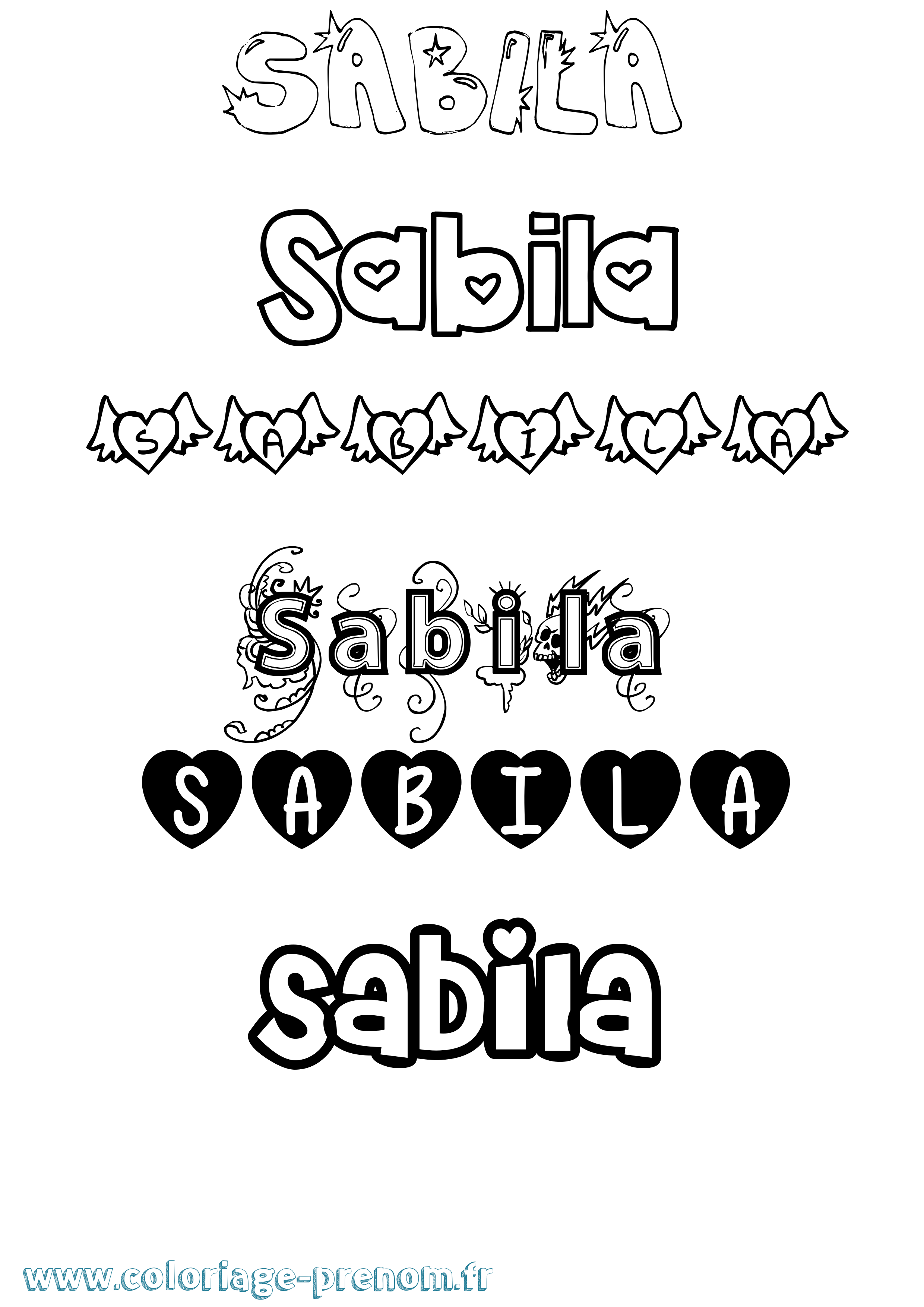 Coloriage Sabila Girly Coloriage prénom Sabila Girly
