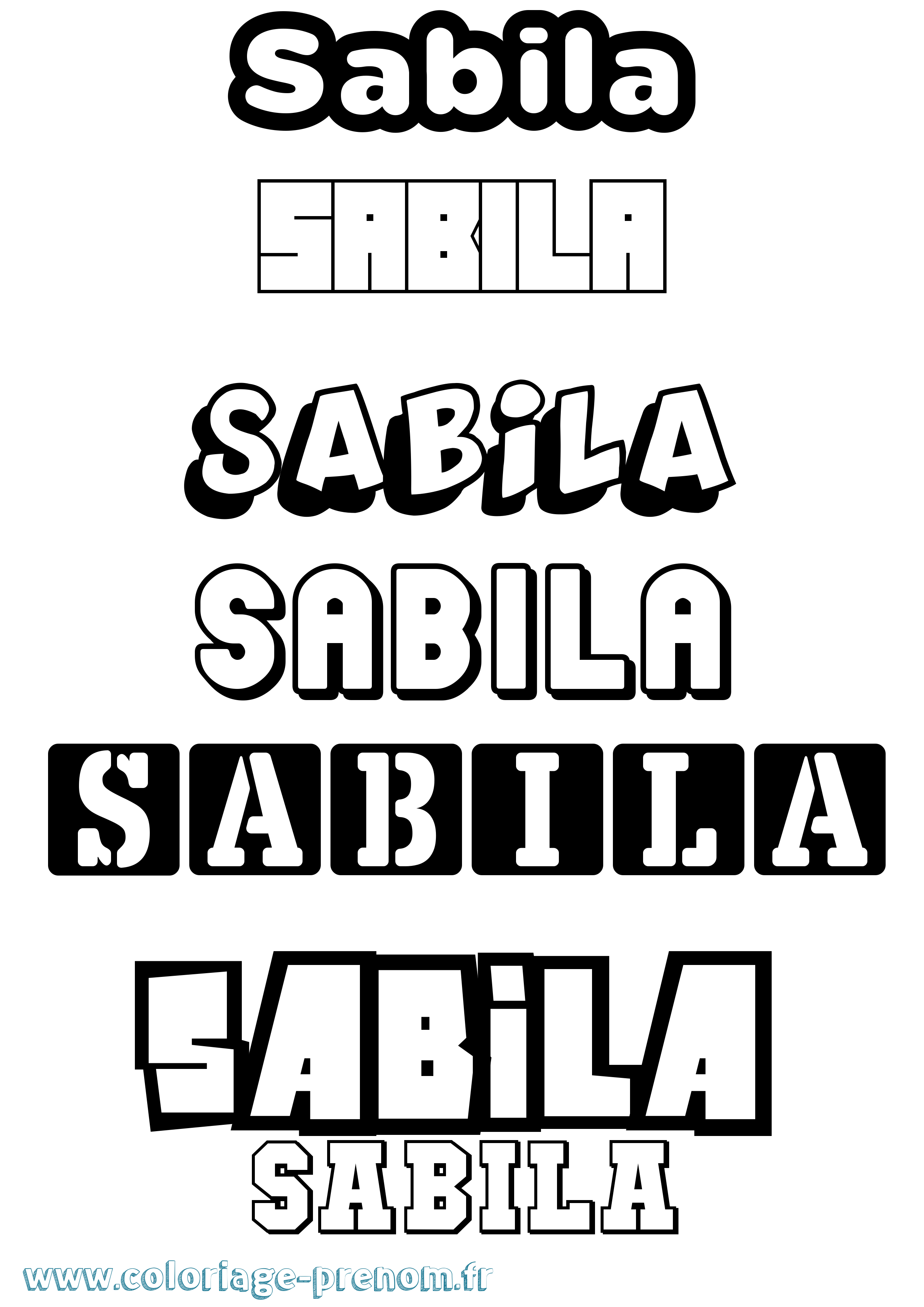Coloriage prénom Sabila Simple