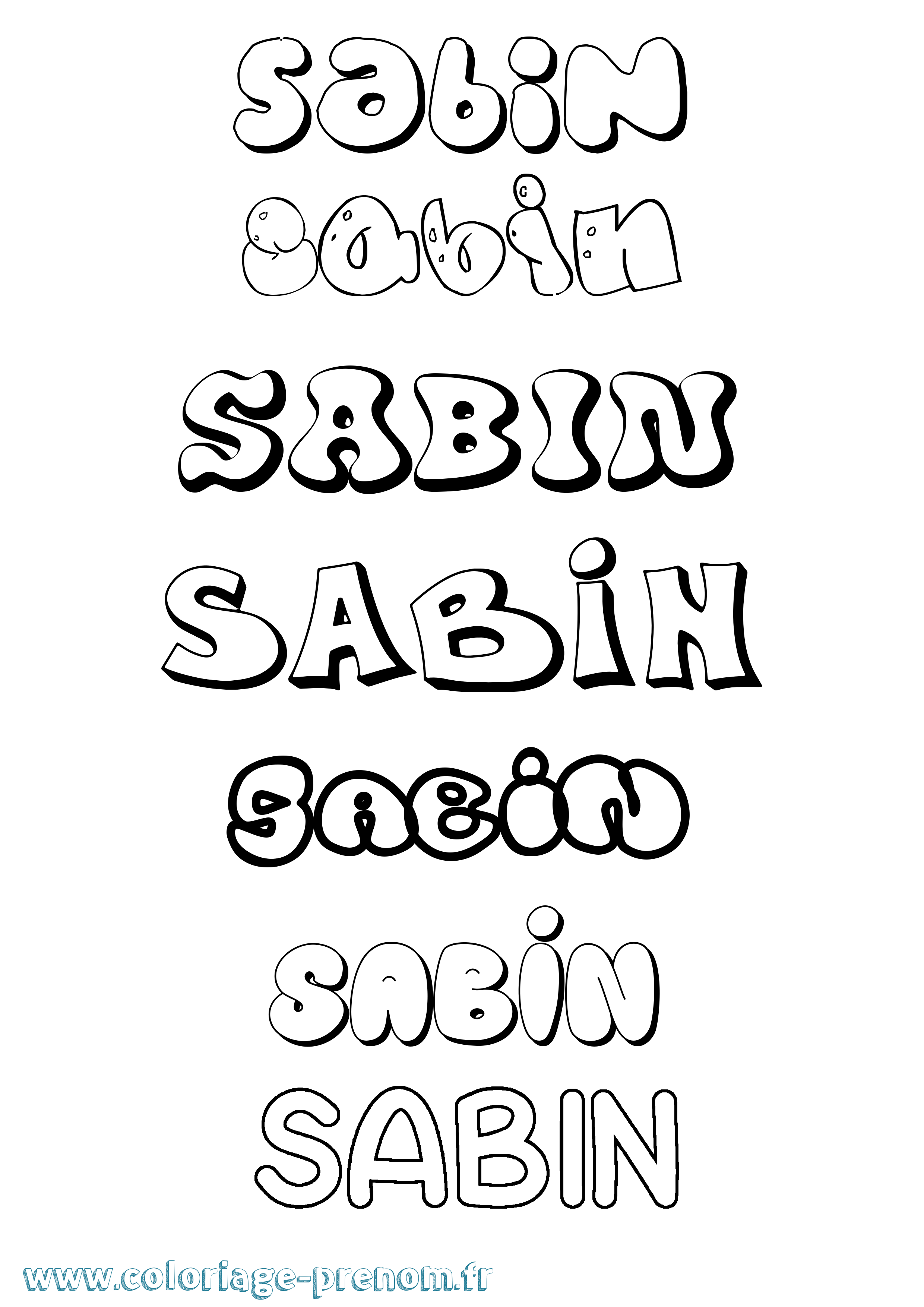 Coloriage prénom Sabin Bubble