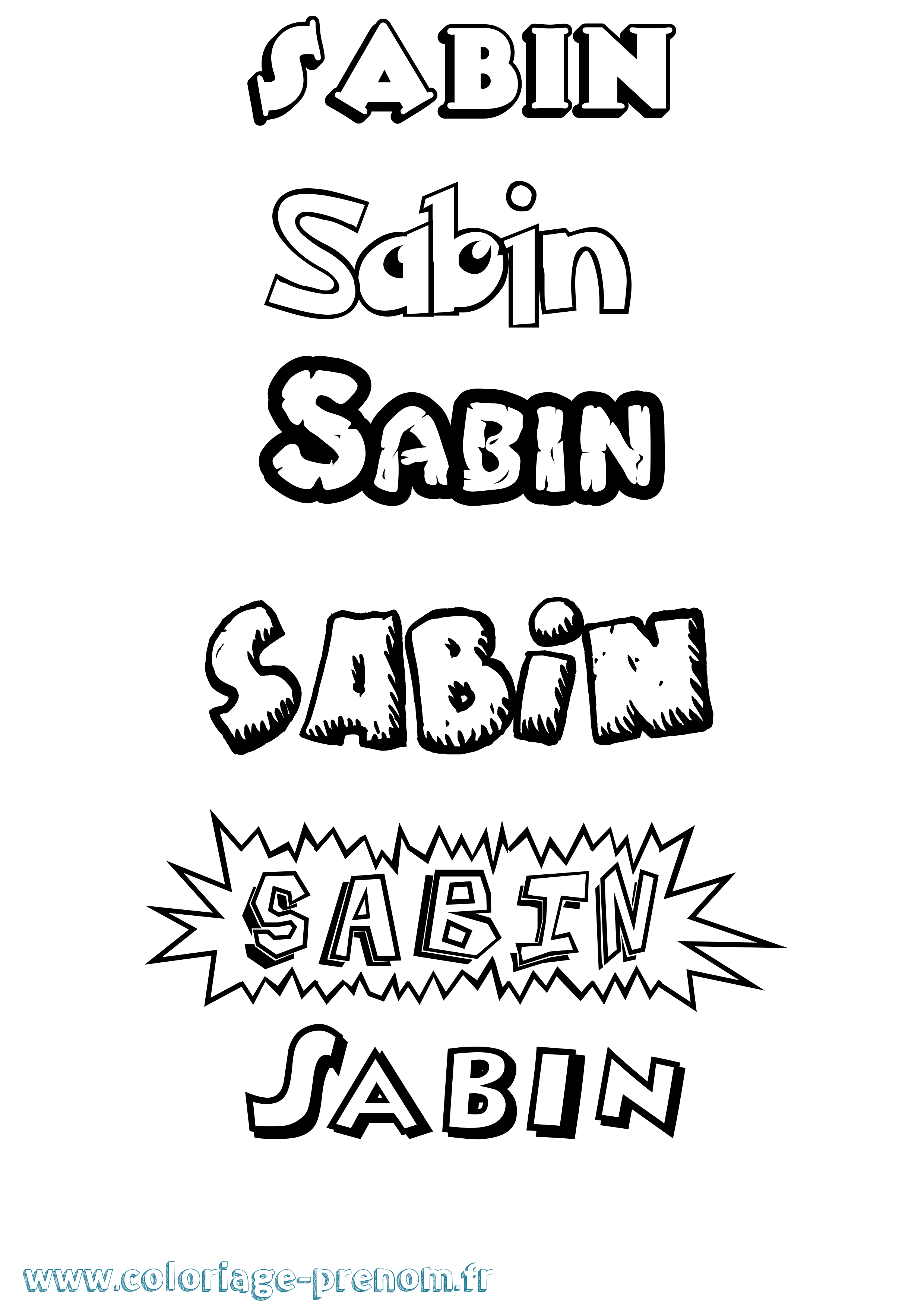 Coloriage Sabin Dessin Animé Coloriage prénom Sabin Dessin Animé