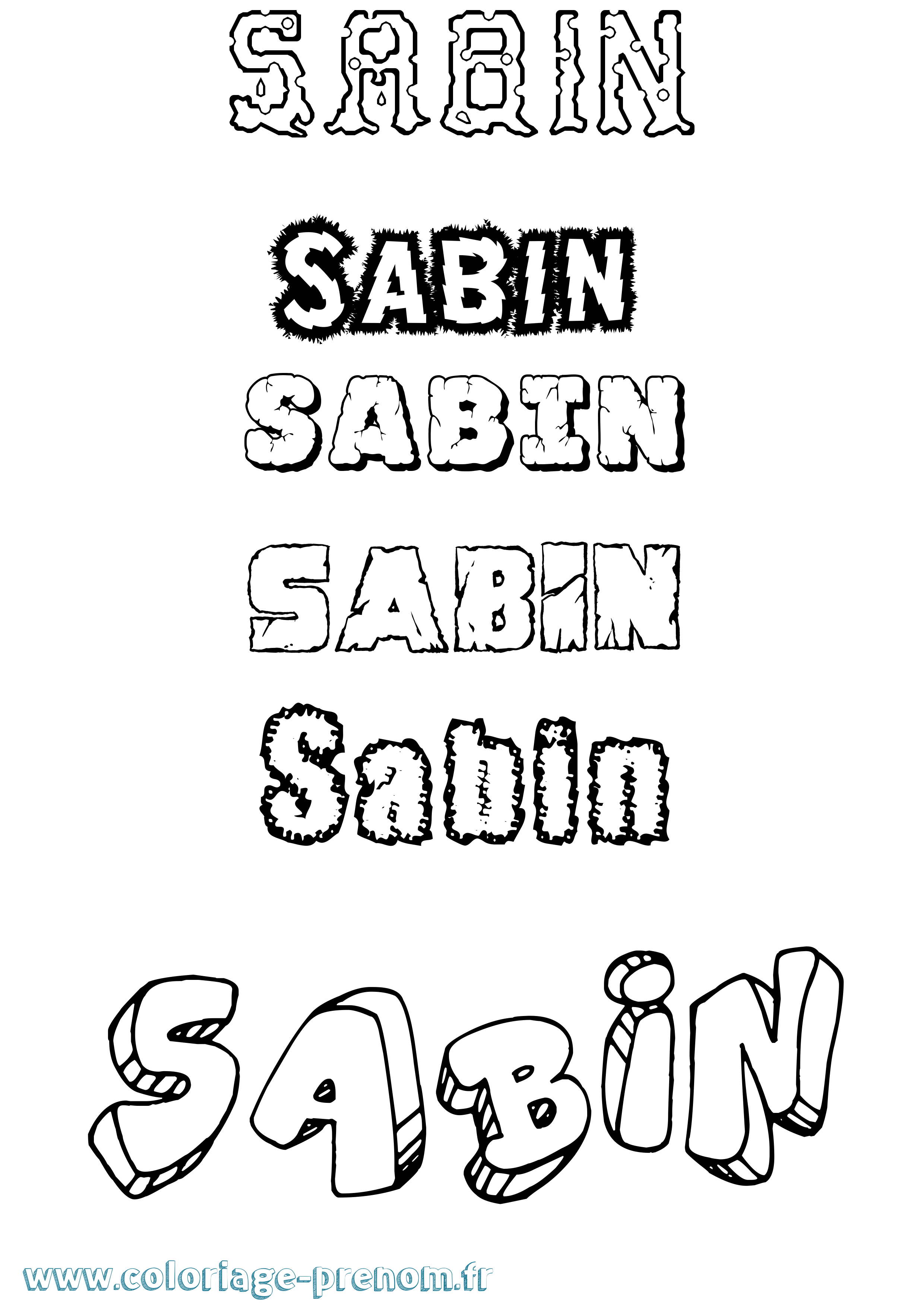 Coloriage prénom Sabin Destructuré