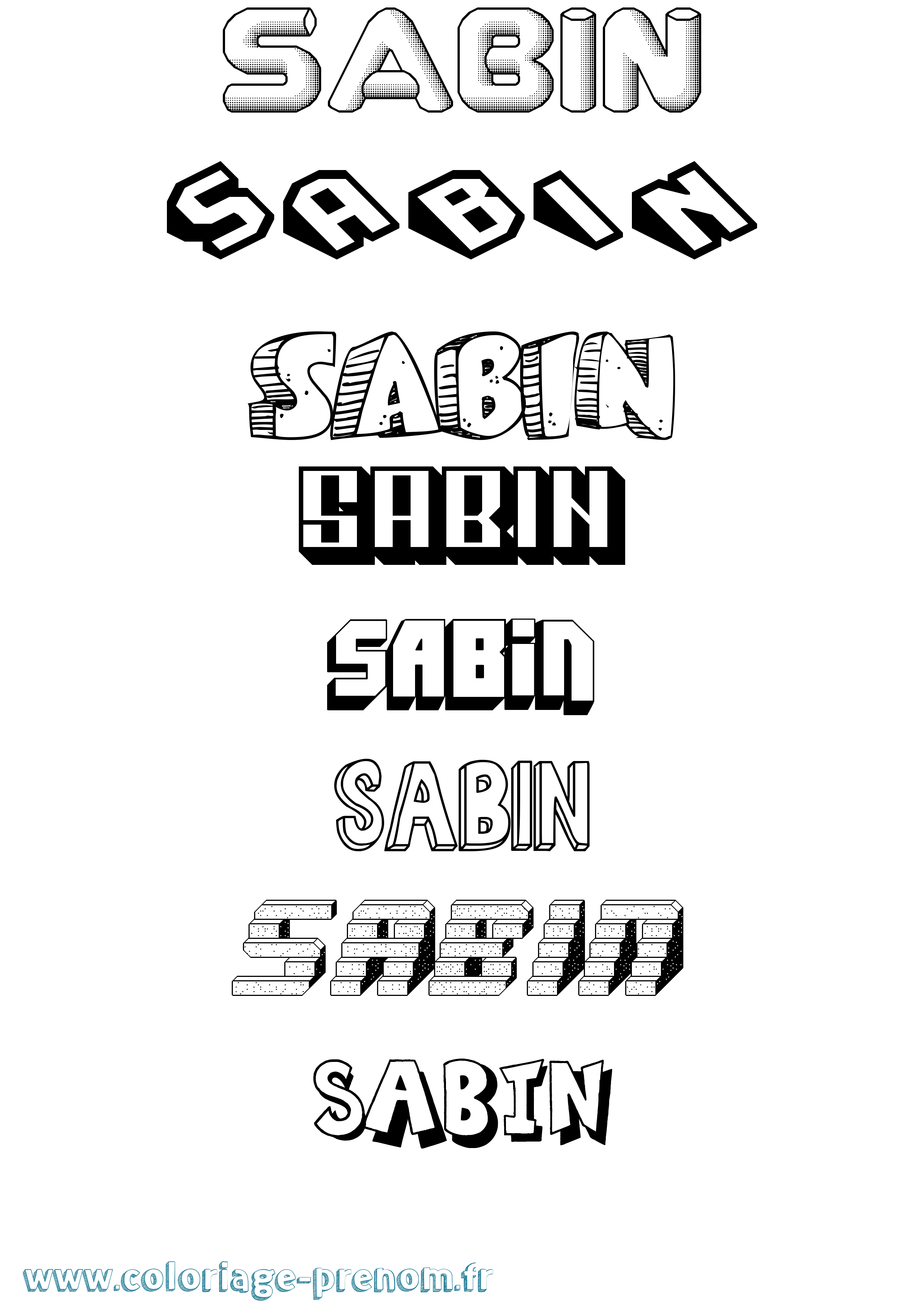 Coloriage Sabin Effet 3D Coloriage prénom Sabin Effet 3D