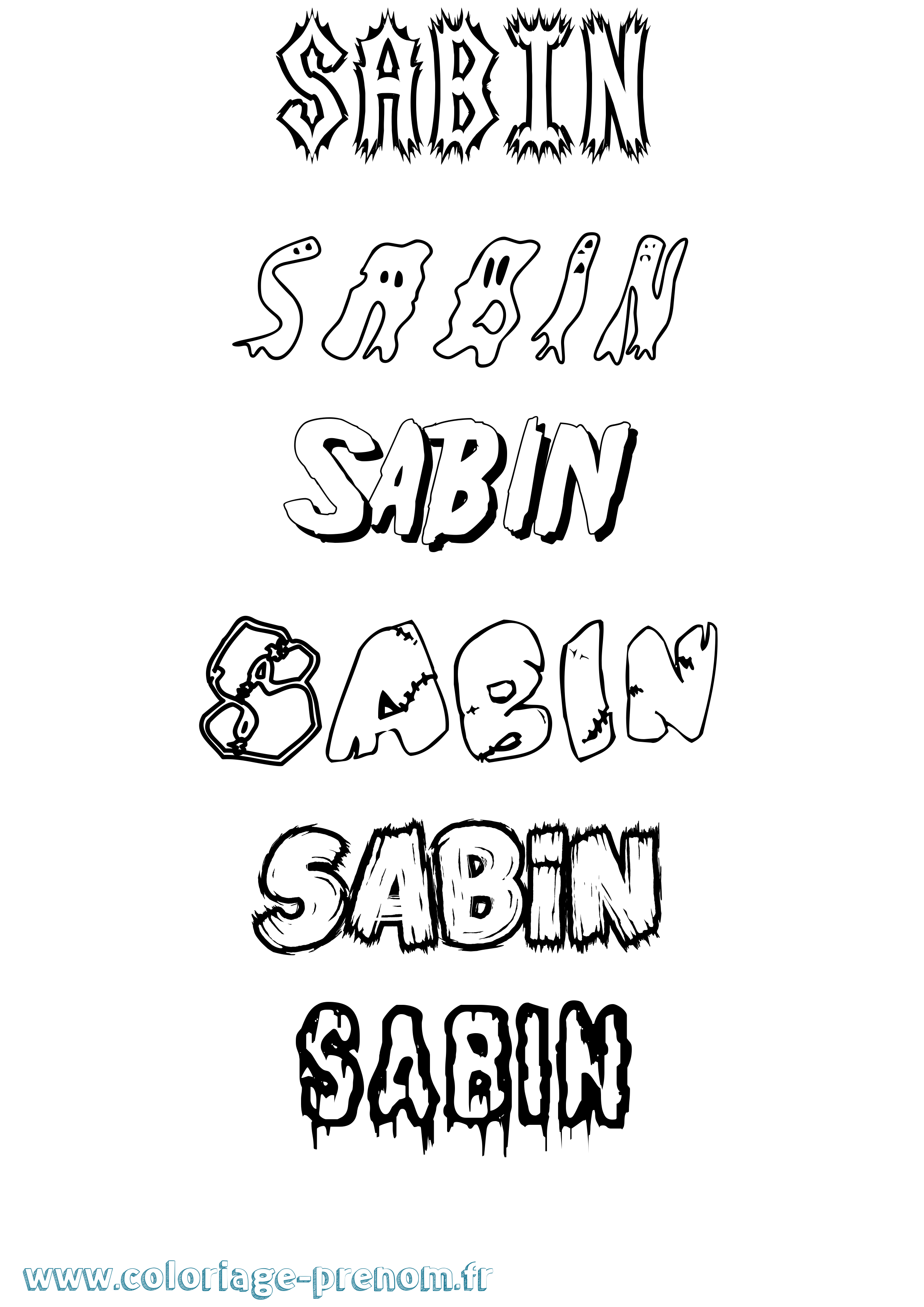Coloriage prénom Sabin Frisson