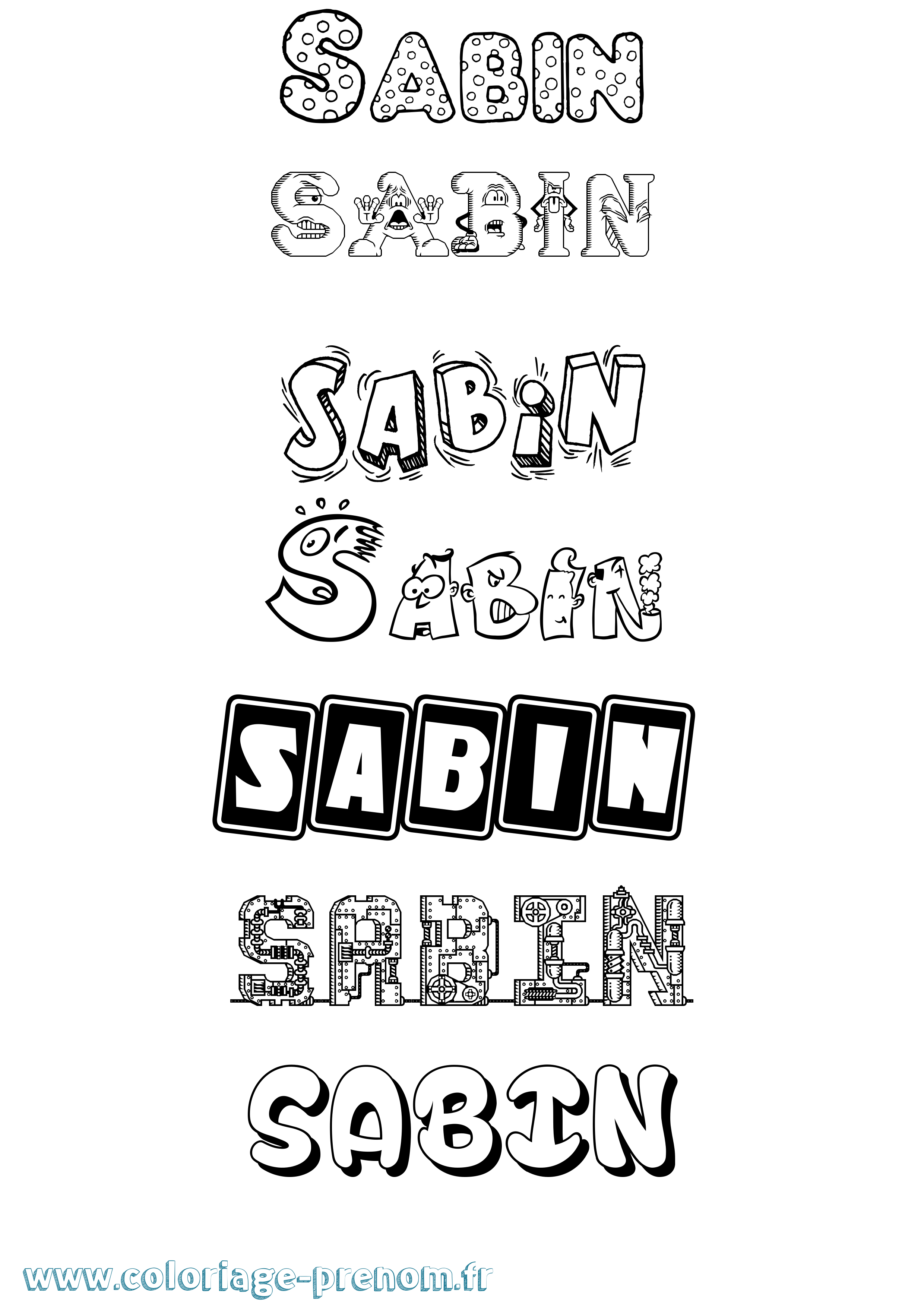 Coloriage prénom Sabin Fun