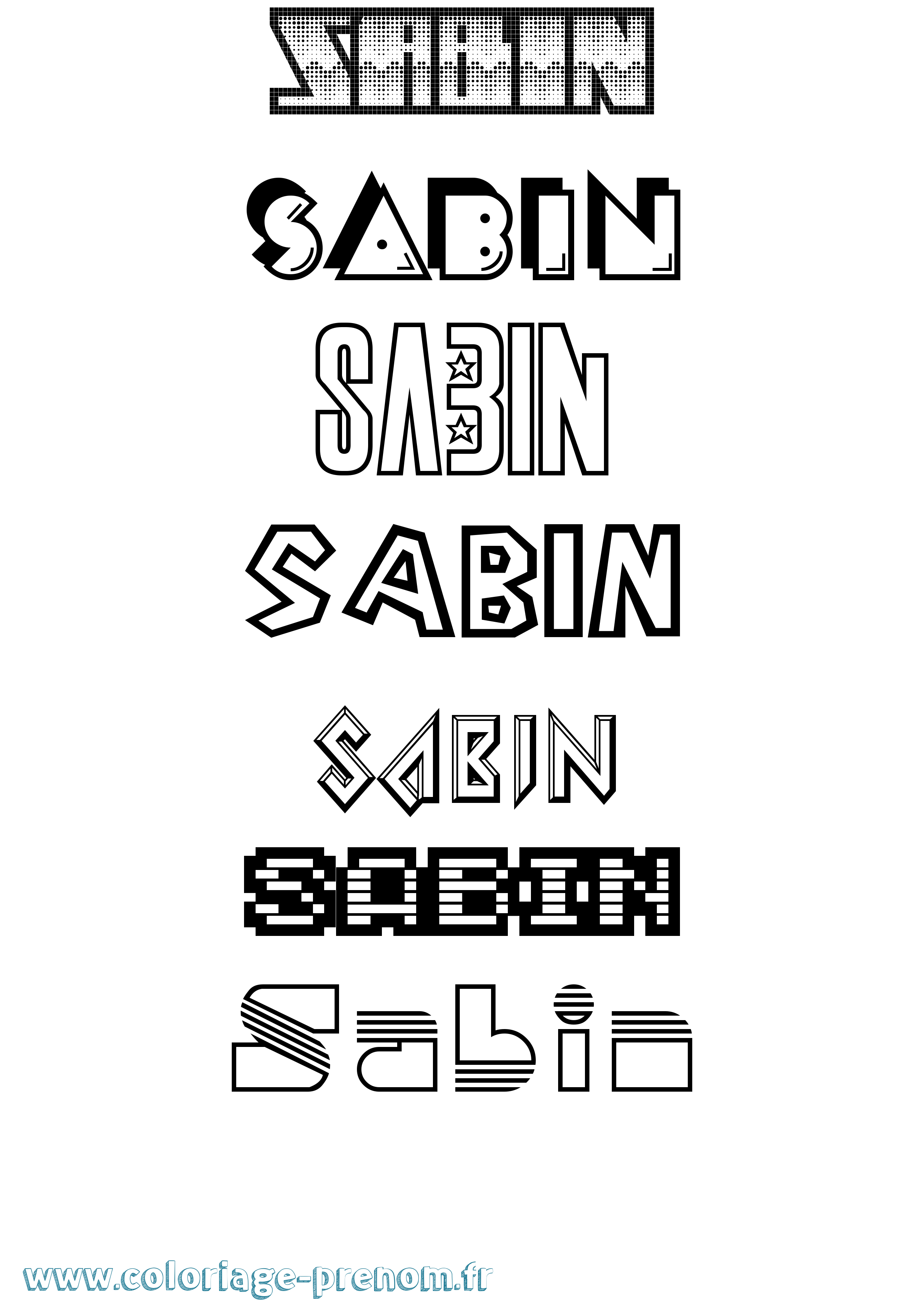 Coloriage prénom Sabin Jeux Vidéos