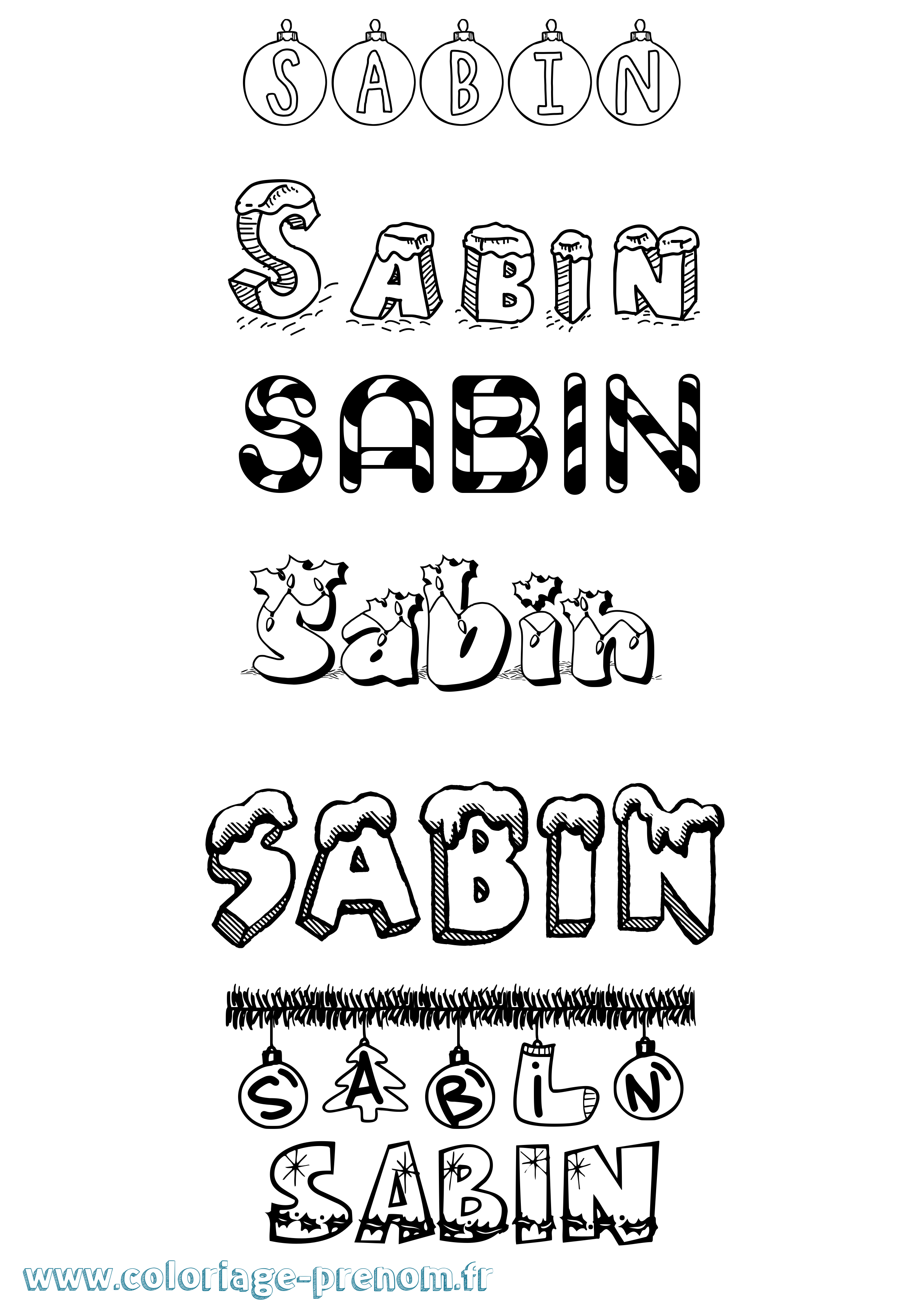 Coloriage Sabin Noël Coloriage prénom Sabin Noël