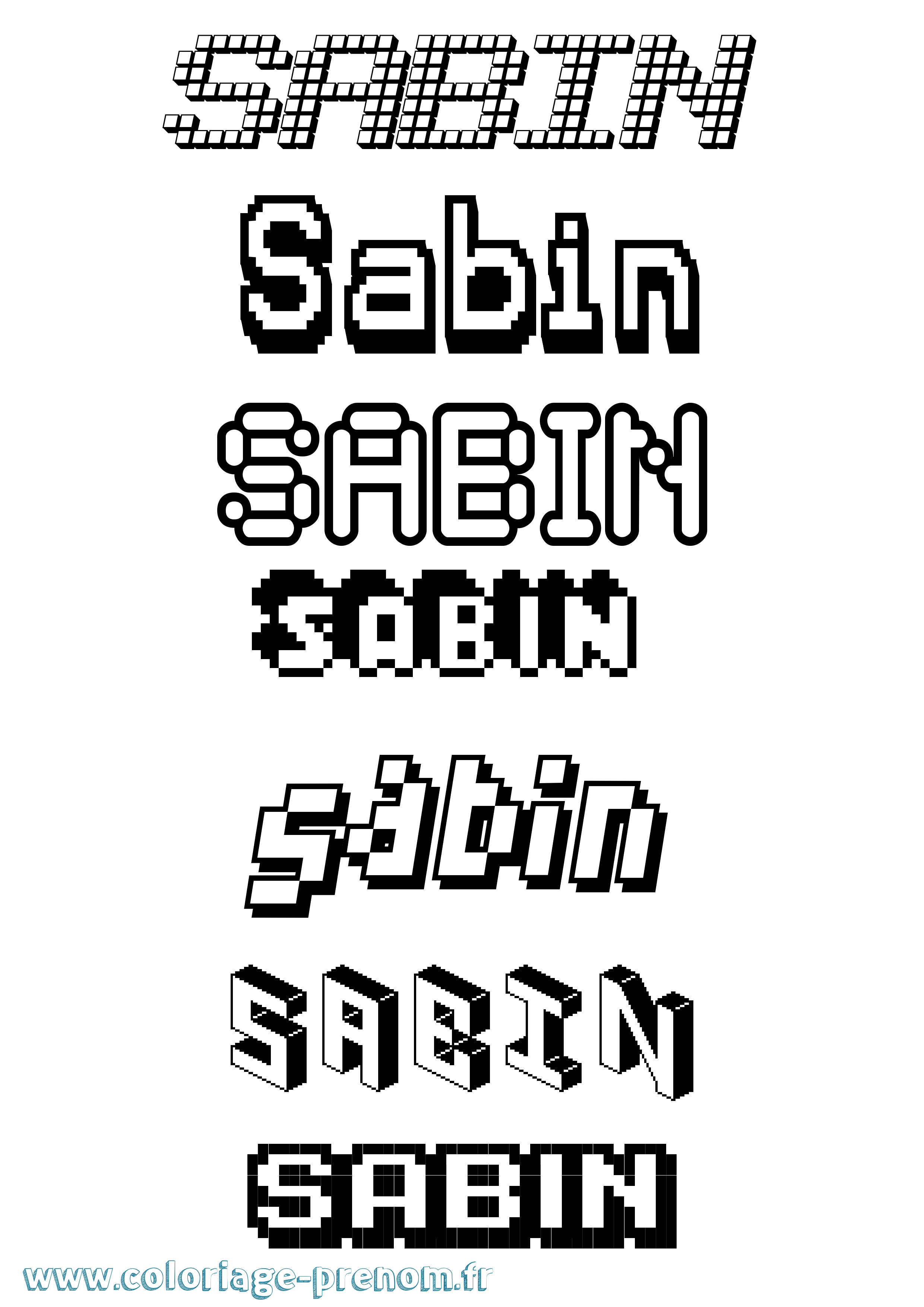 Coloriage Sabin Pixel Coloriage prénom Sabin Pixel