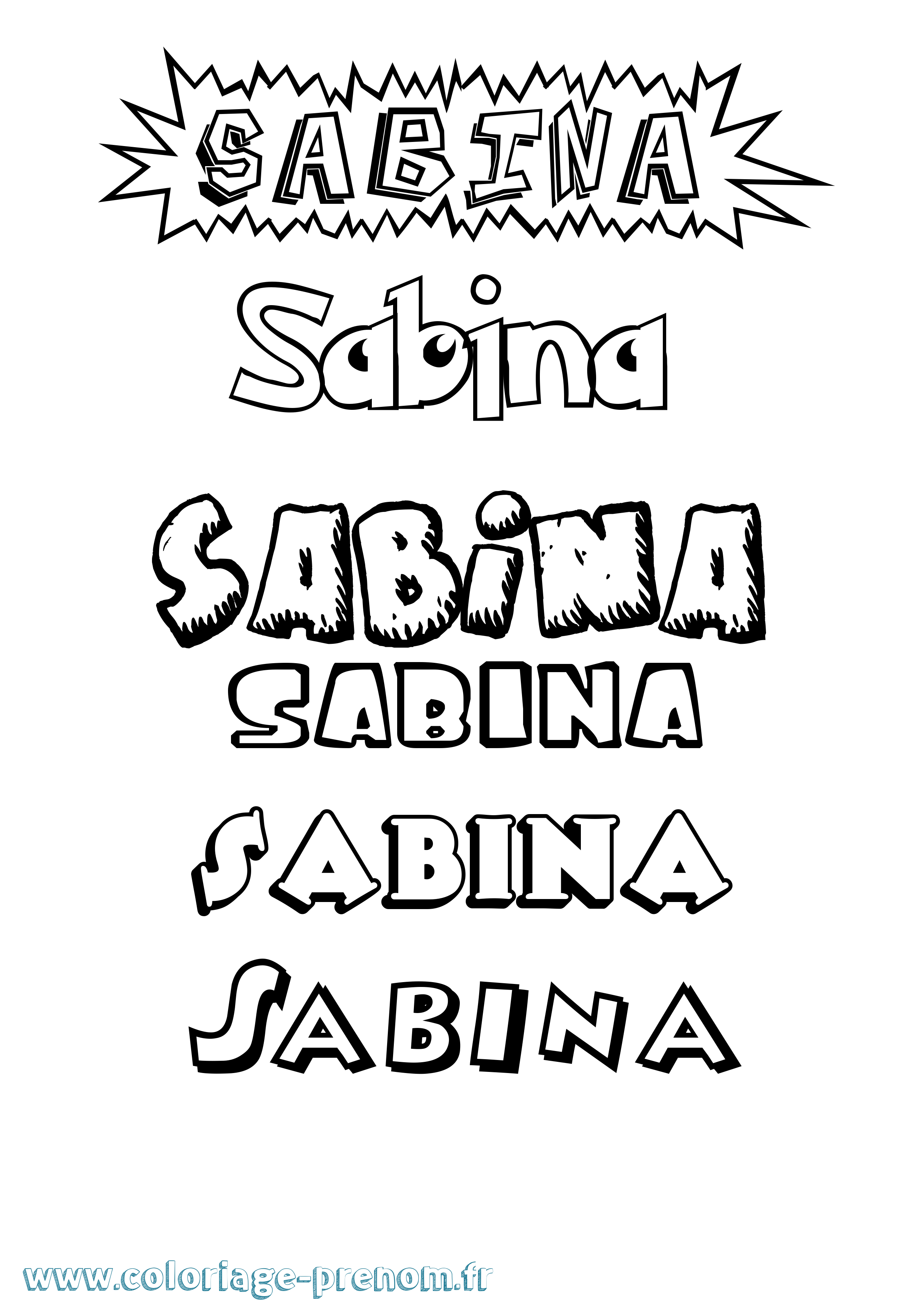 Coloriage prénom Sabina Dessin Animé