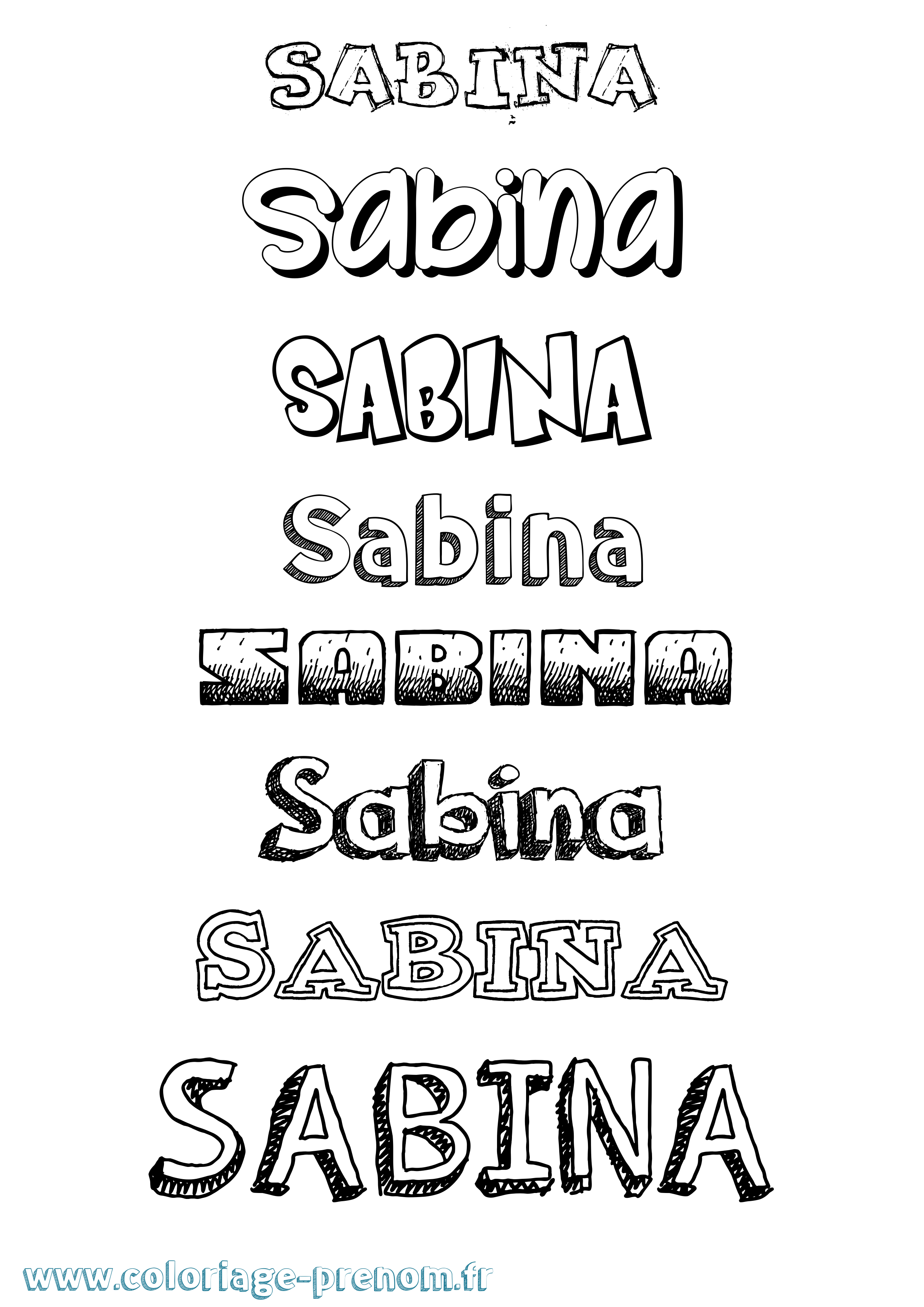 Coloriage prénom Sabina Dessiné