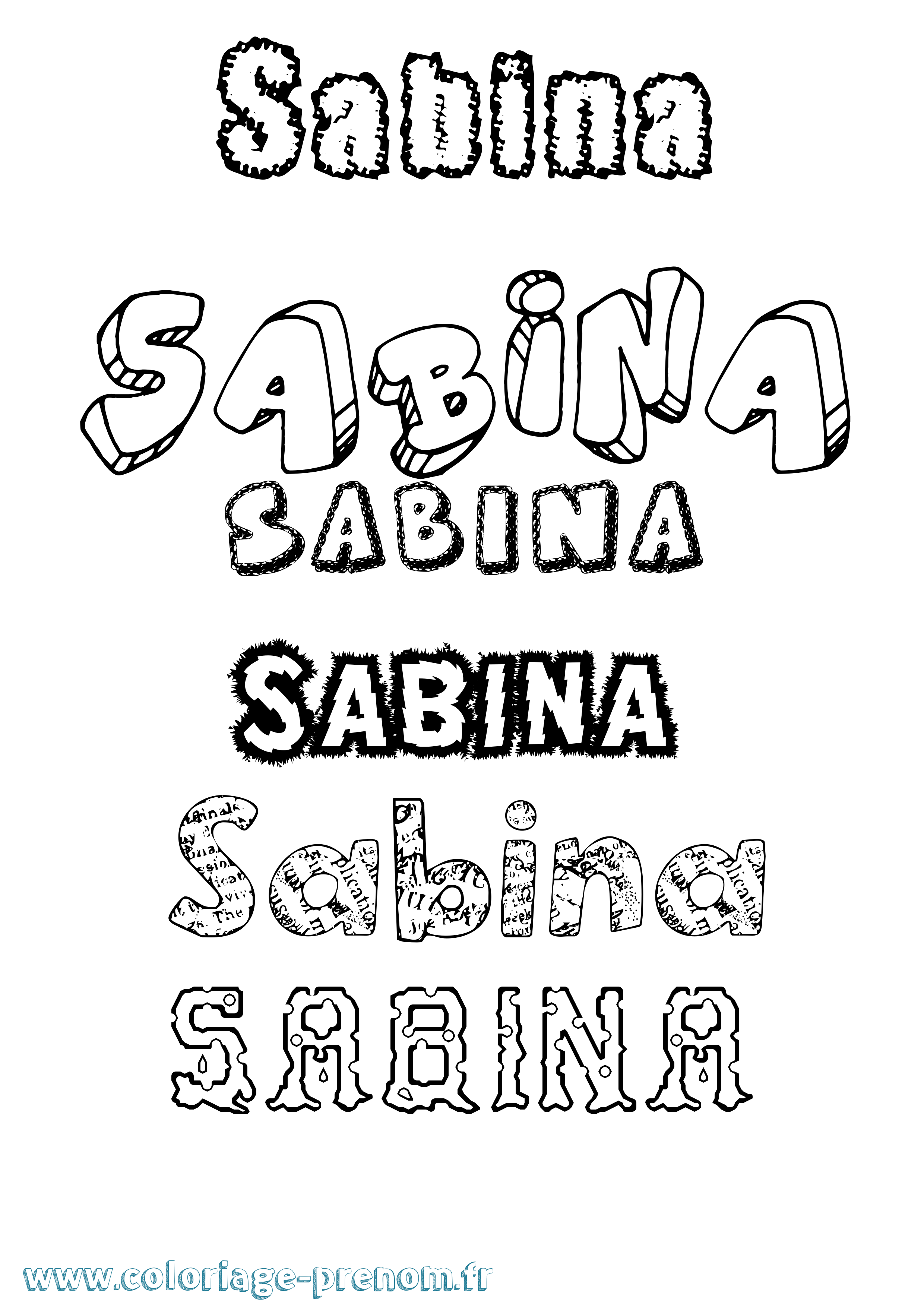 Coloriage prénom Sabina Destructuré