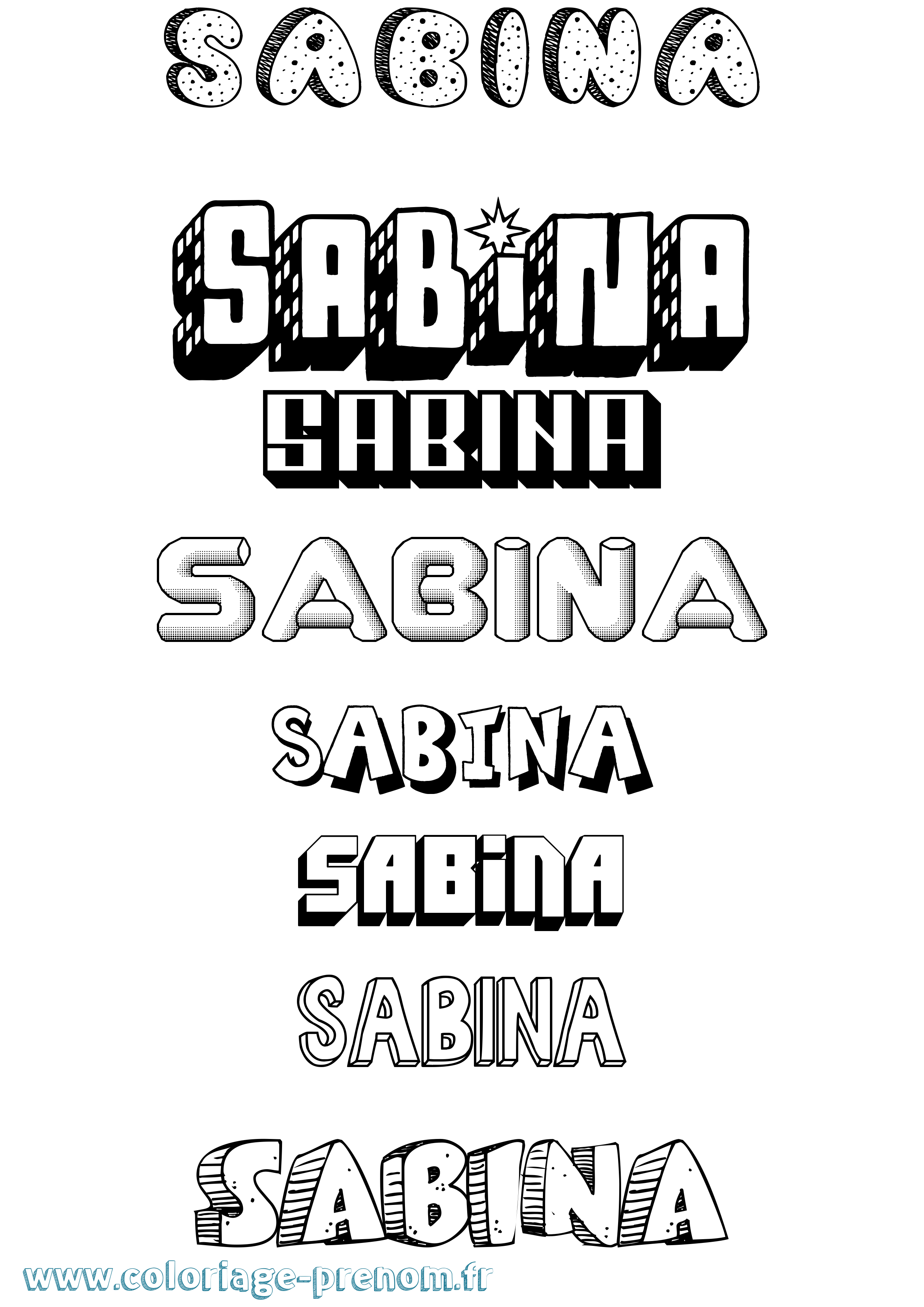 Coloriage prénom Sabina Effet 3D