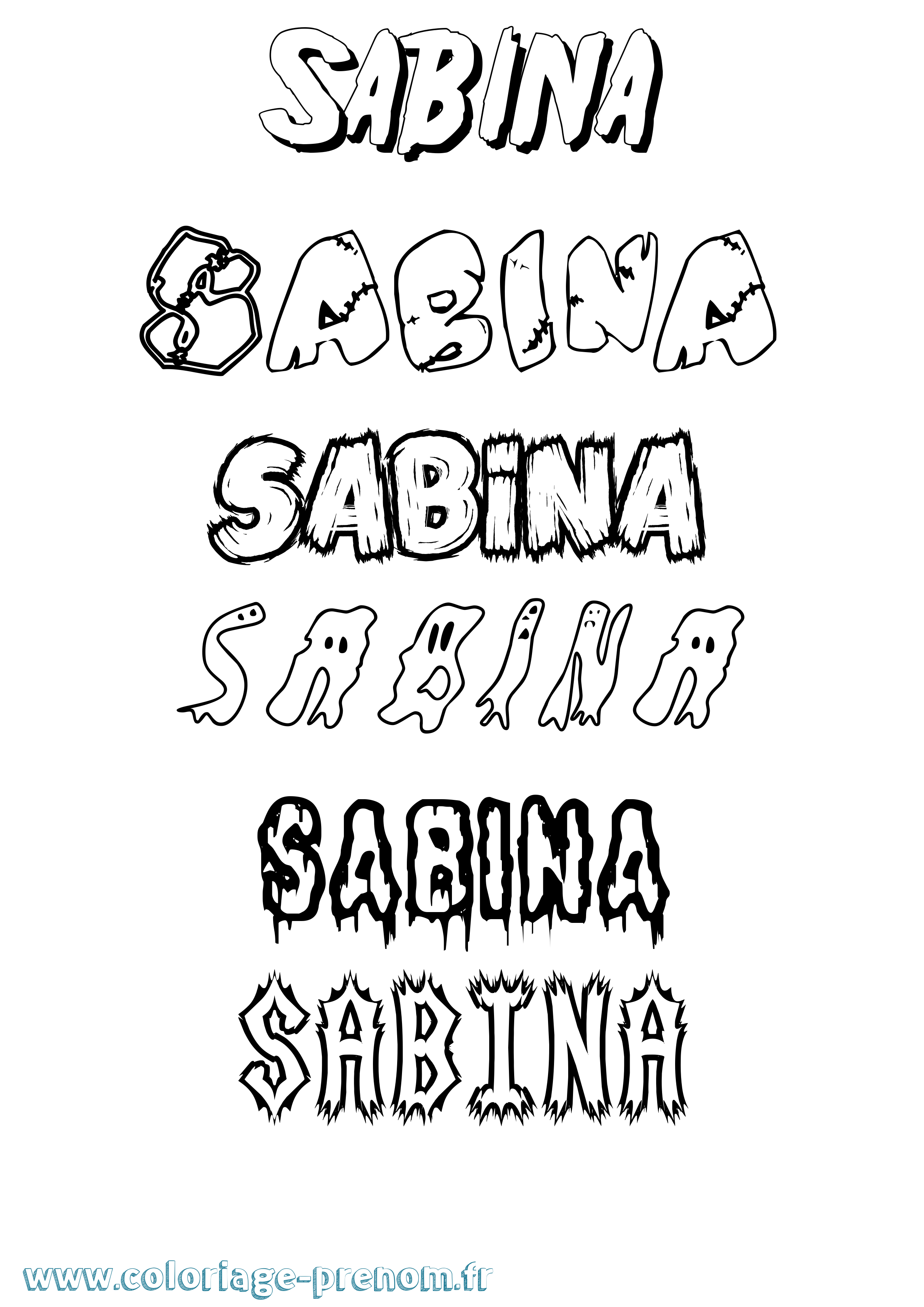 Coloriage prénom Sabina Frisson