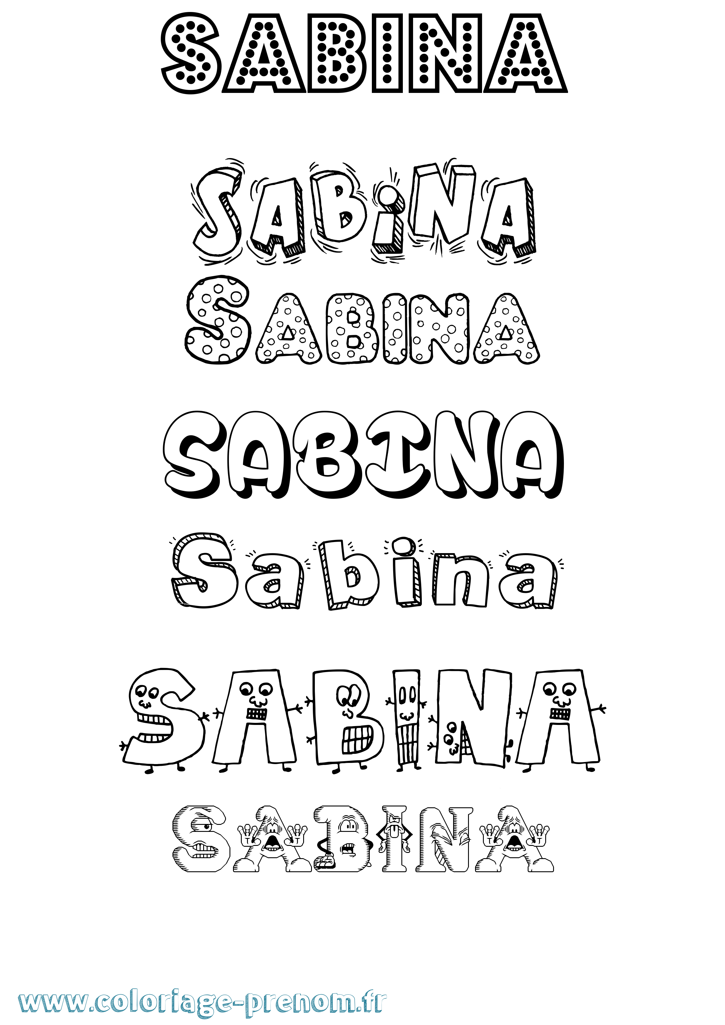 Coloriage prénom Sabina Fun