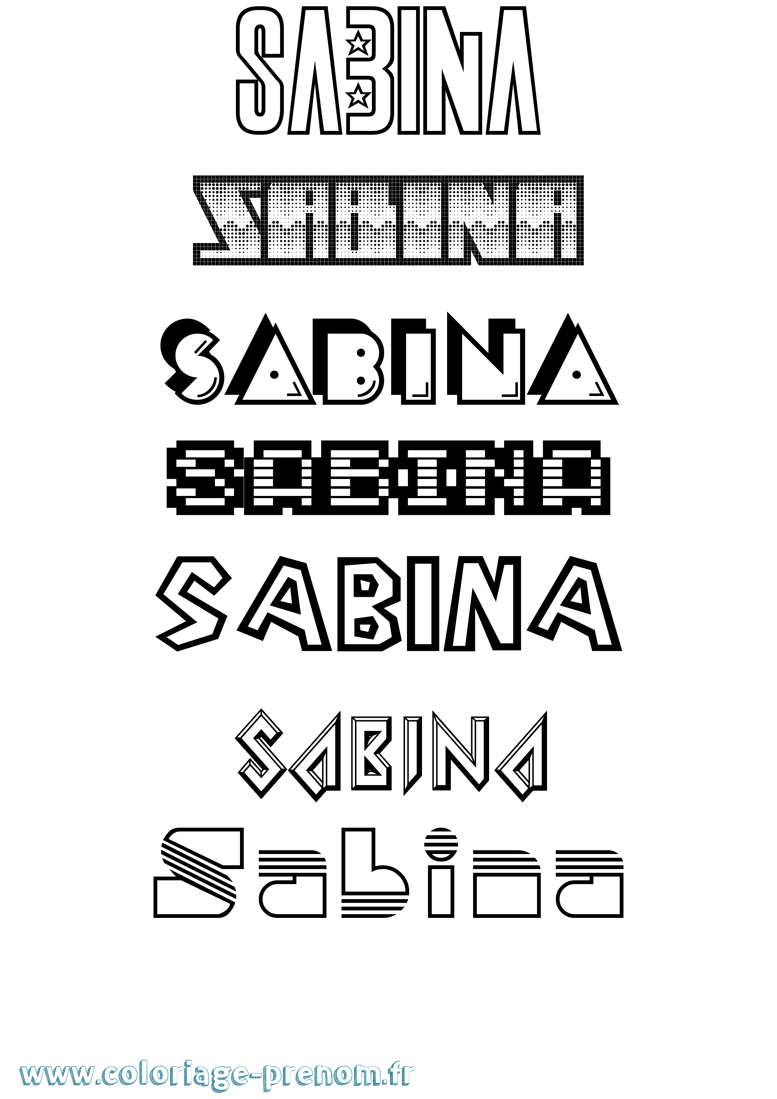 Coloriage prénom Sabina Jeux Vidéos