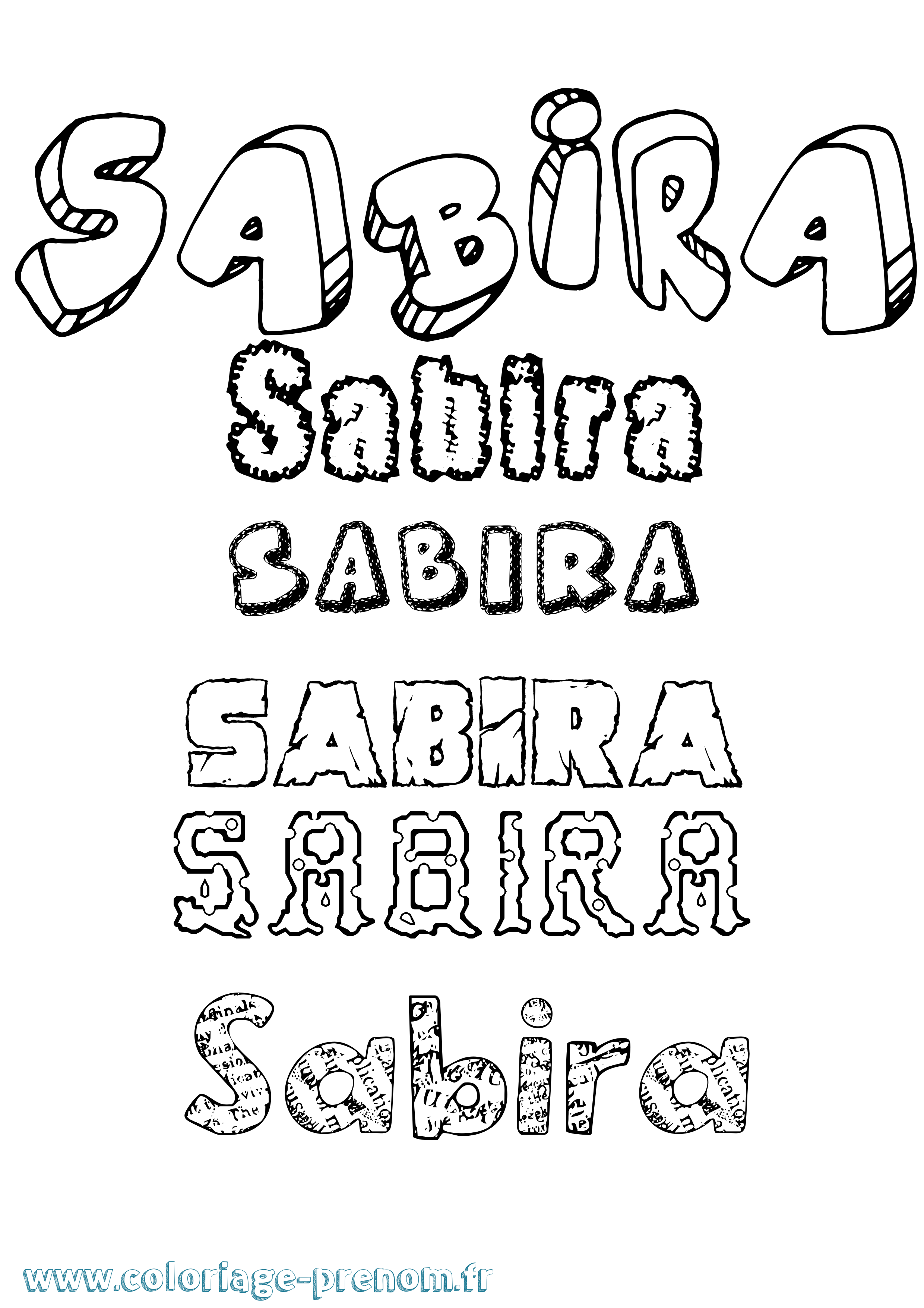 Coloriage Sabira Destructuré Coloriage prénom Sabira Destructuré