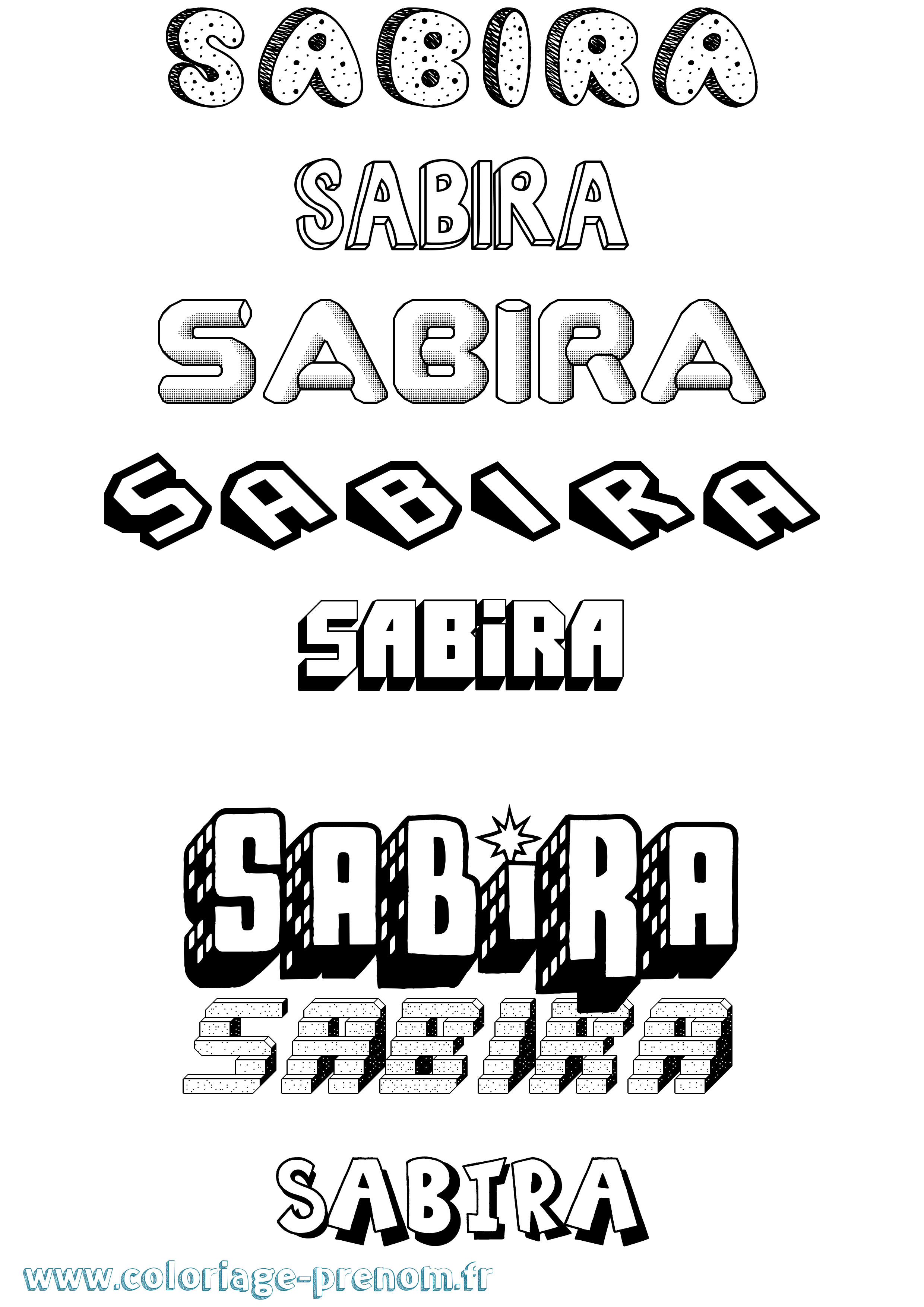 Coloriage Sabira Effet 3D Coloriage prénom Sabira Effet 3D