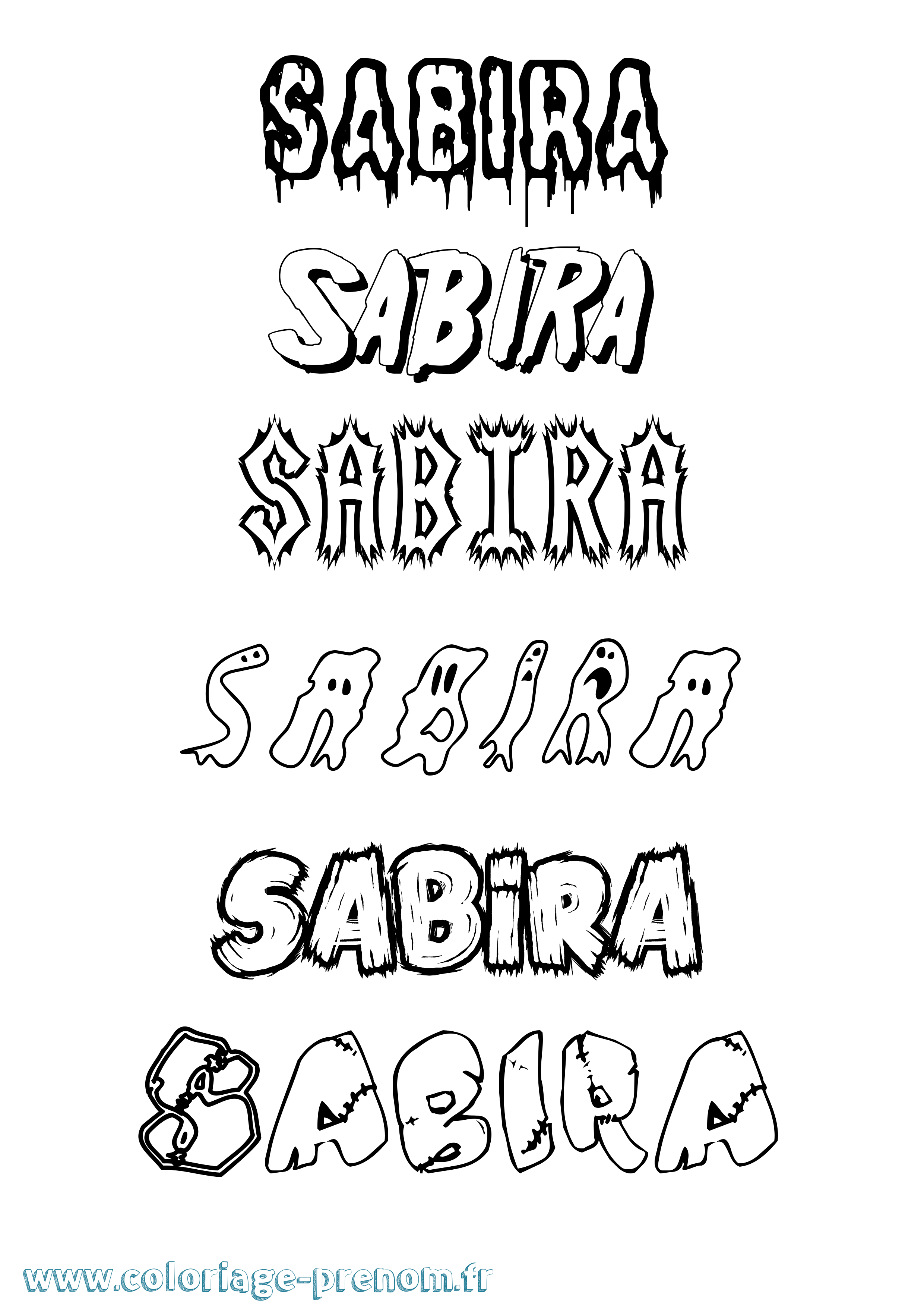 Coloriage Sabira Frisson Coloriage prénom Sabira Frisson