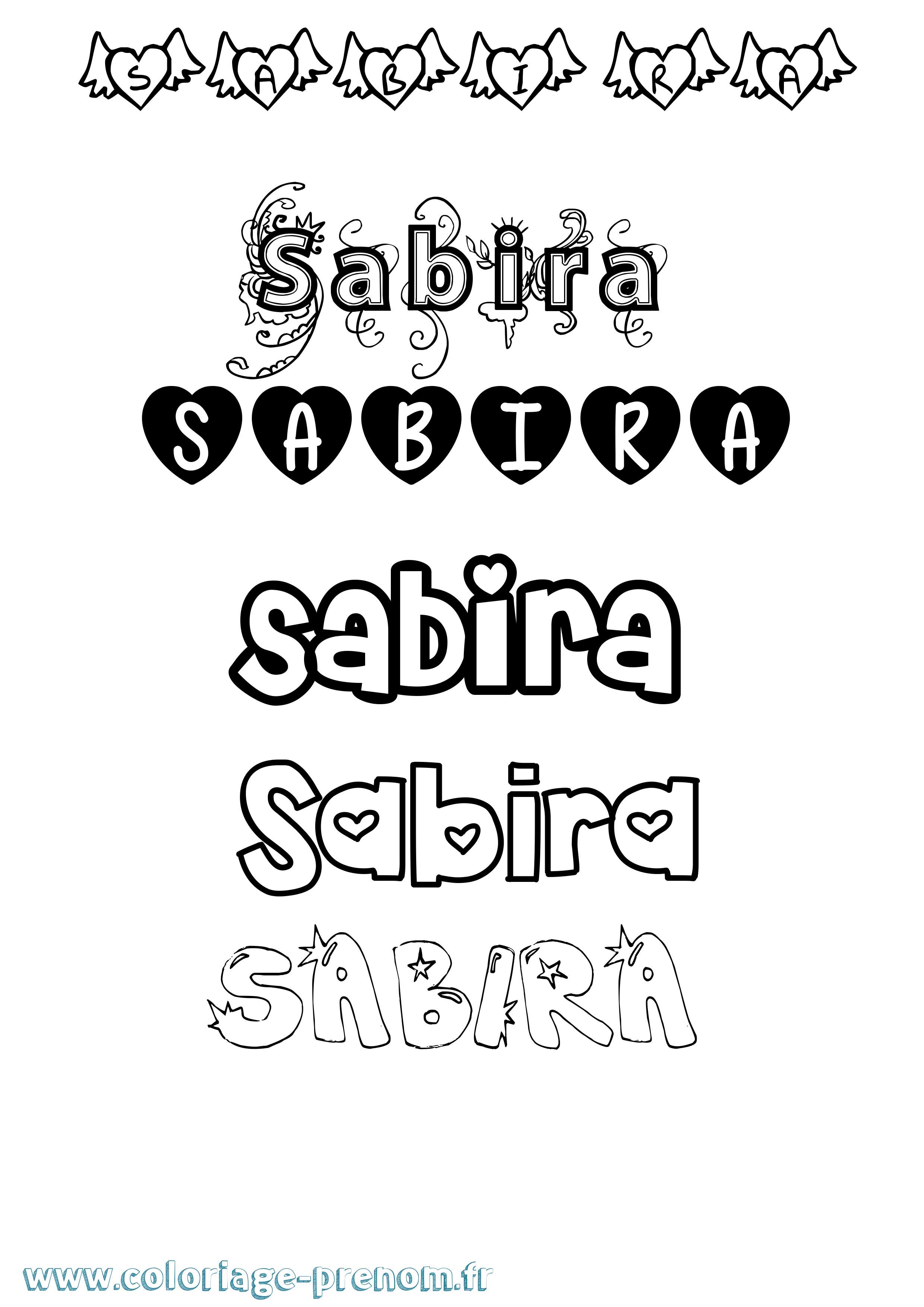 Coloriage Sabira Girly Coloriage prénom Sabira Girly