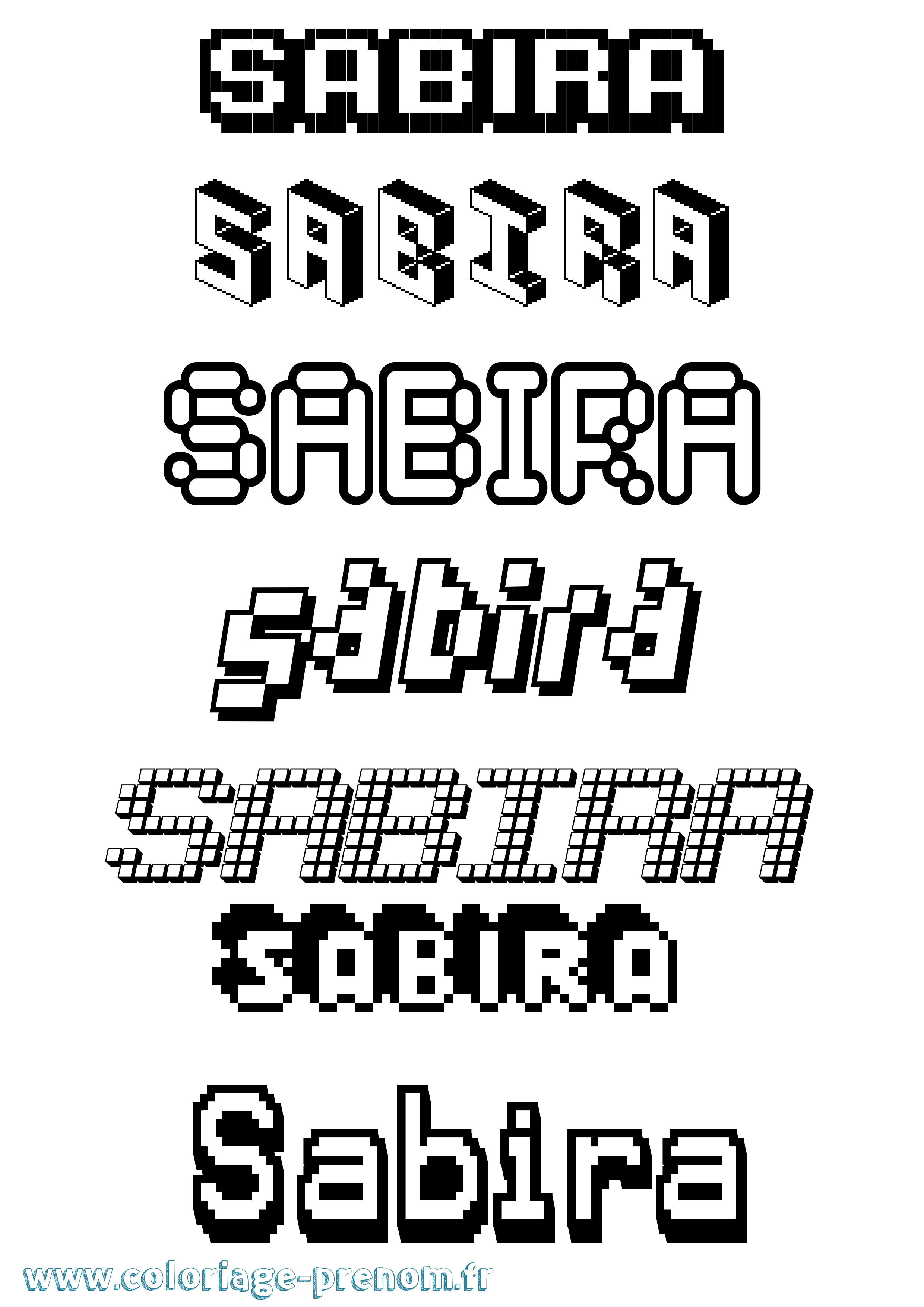 Coloriage Sabira Pixel Coloriage prénom Sabira Pixel