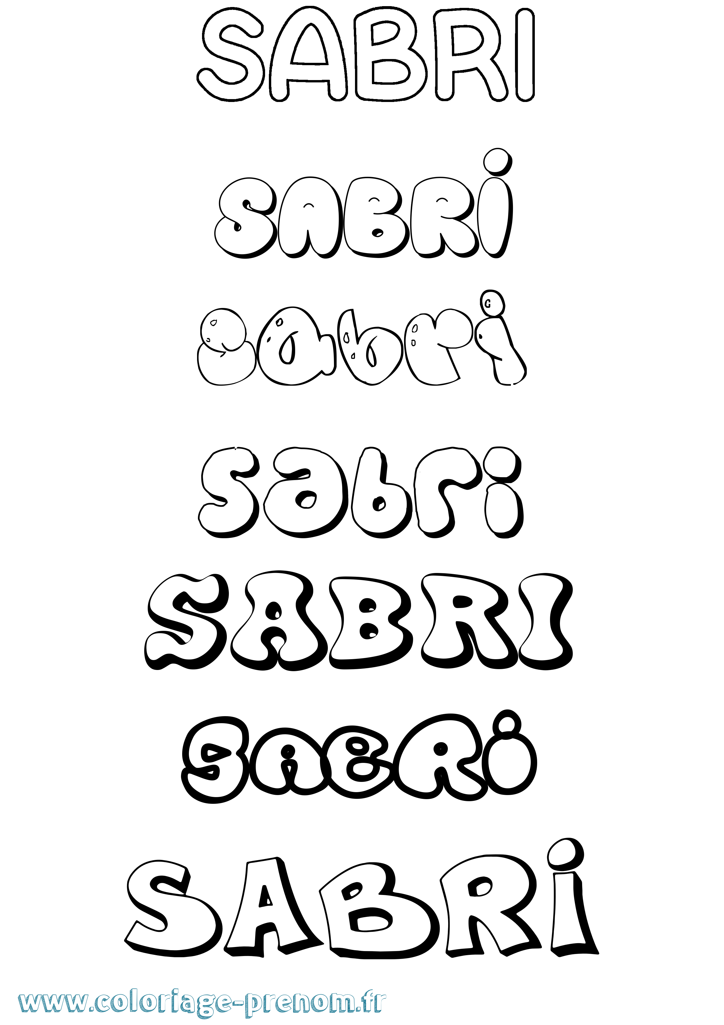 Coloriage Sabri Bubble Coloriage prénom Sabri Bubble