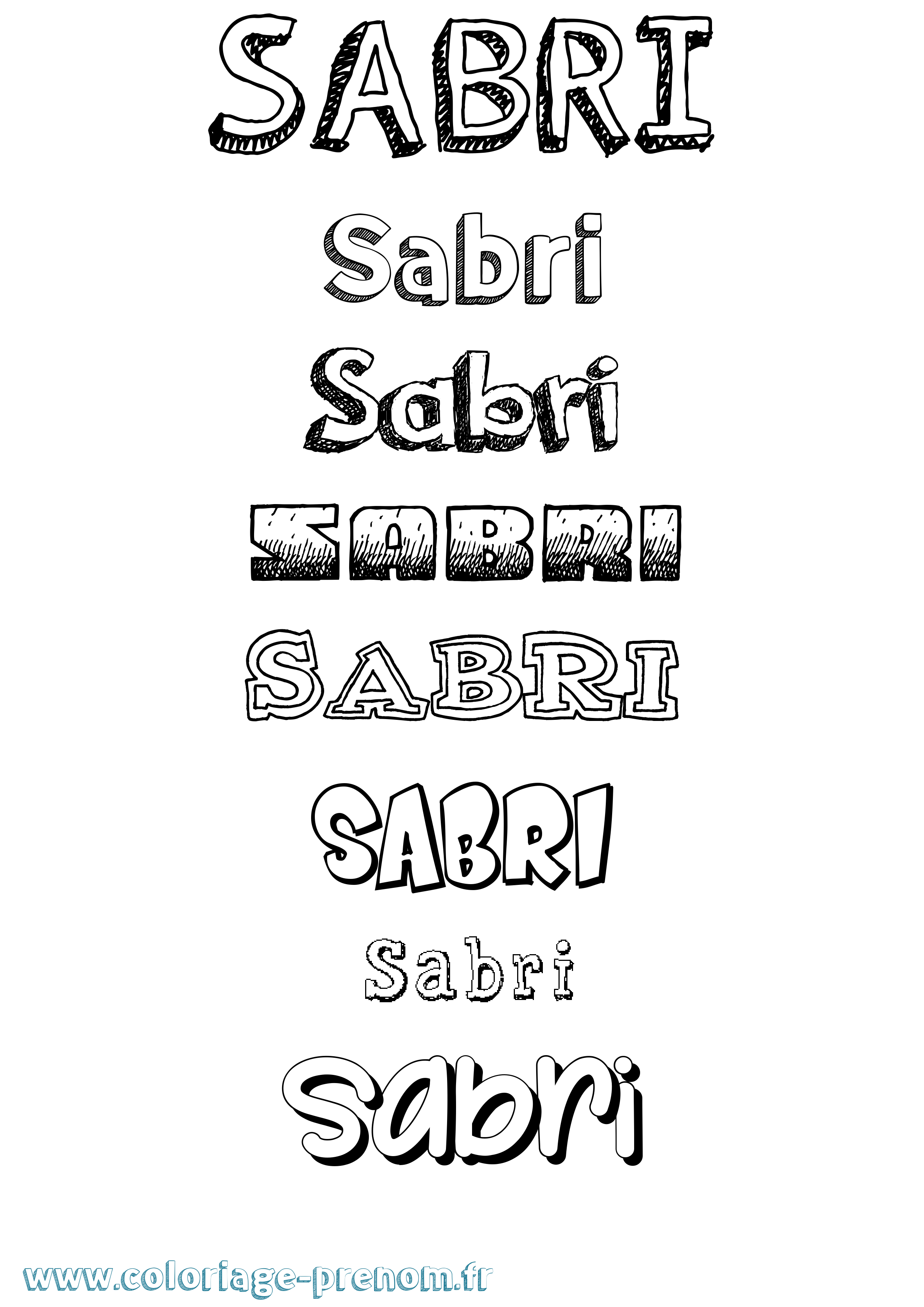 Coloriage prénom Sabri Dessiné